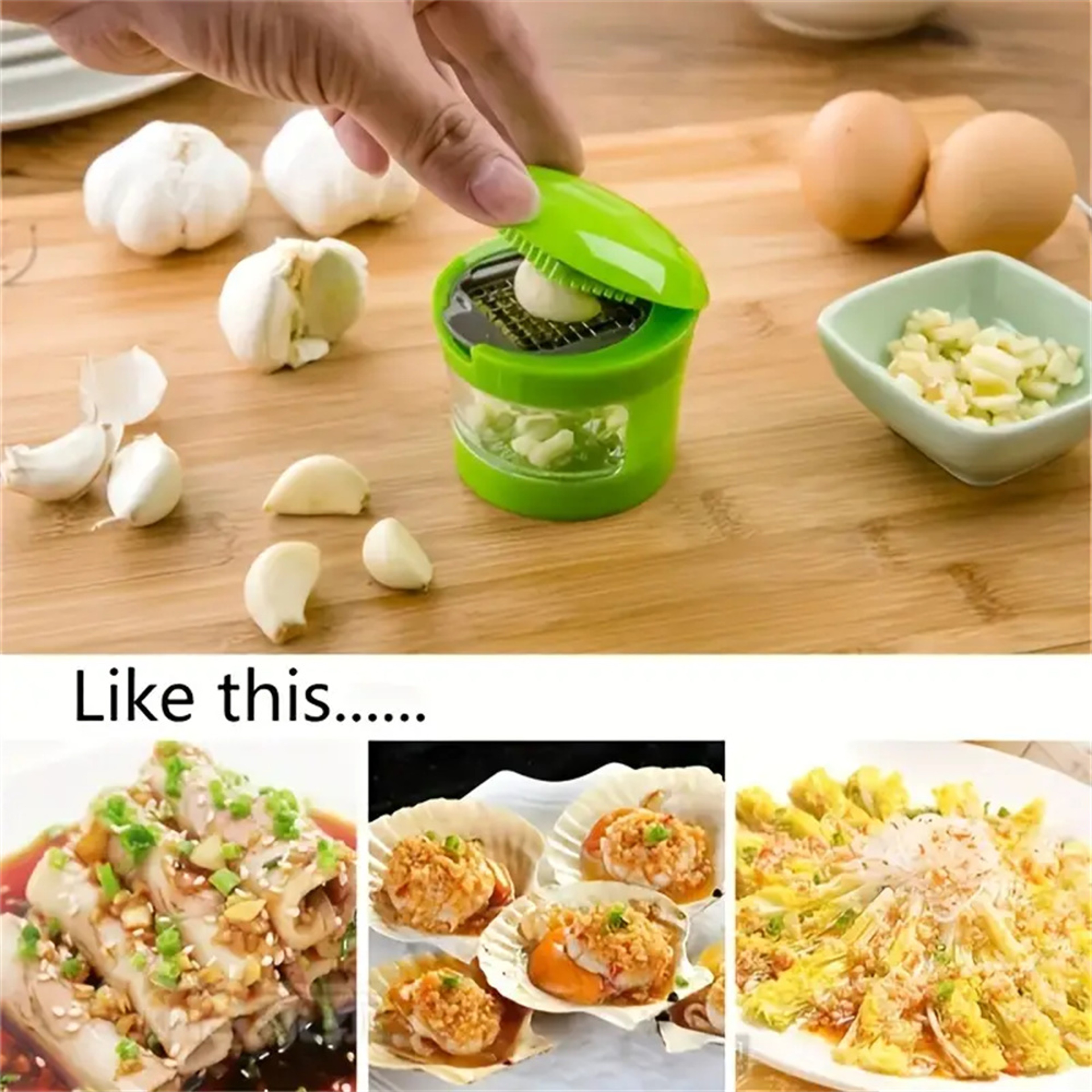 Easy Manual Portable Vegetable Cutter, Multi-functional Stainless Steel Garlic Press for BBQ Cooking – view 4