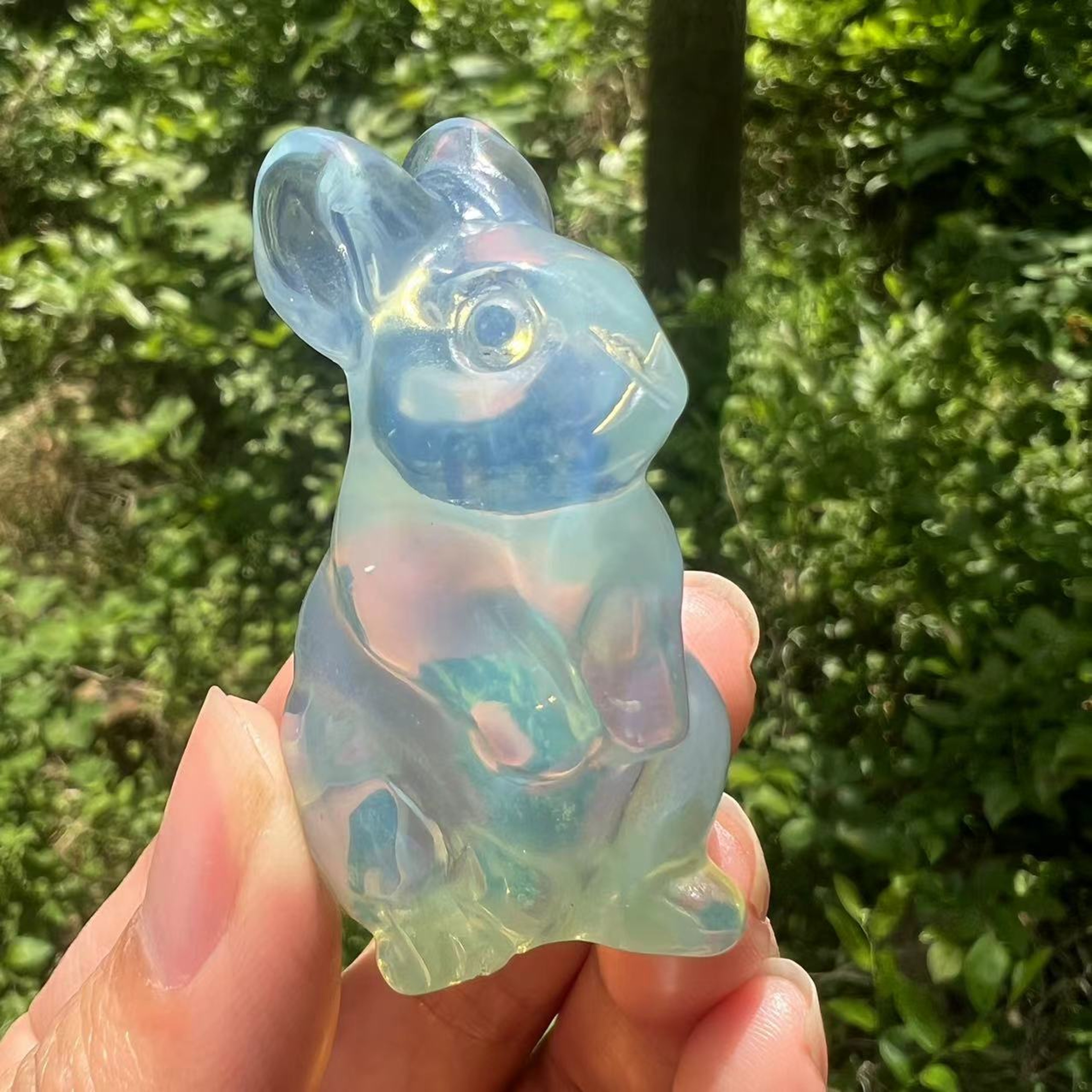 Healing Crystal Rose Quartz Opal Animal Statue, Hand Carved Gemstone Home Decoration Figurine – view 4