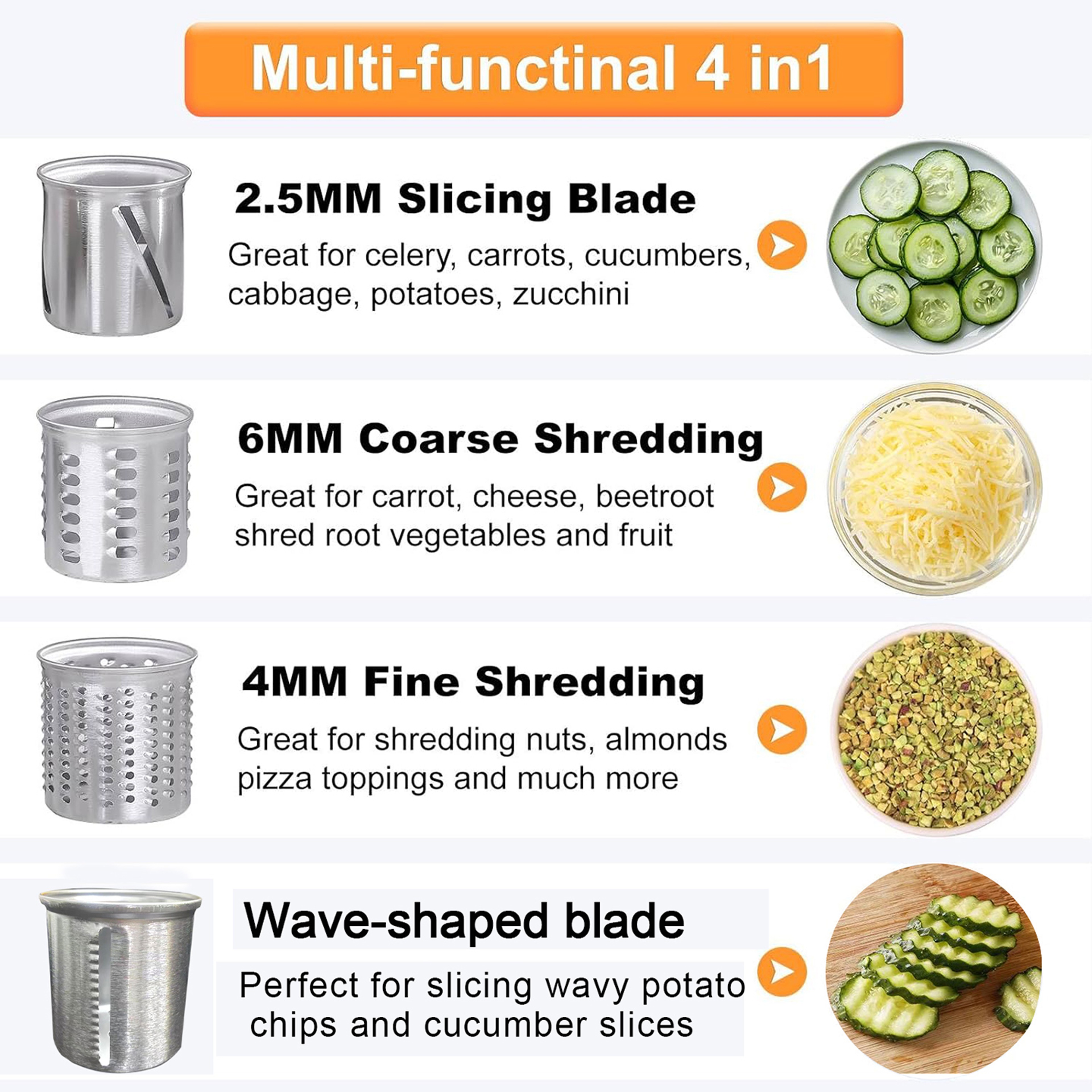 Dishwasher Safe Steel Slicer Shredder Attachment For KitchenAid Mixers Vegetable Cheese Grater 4