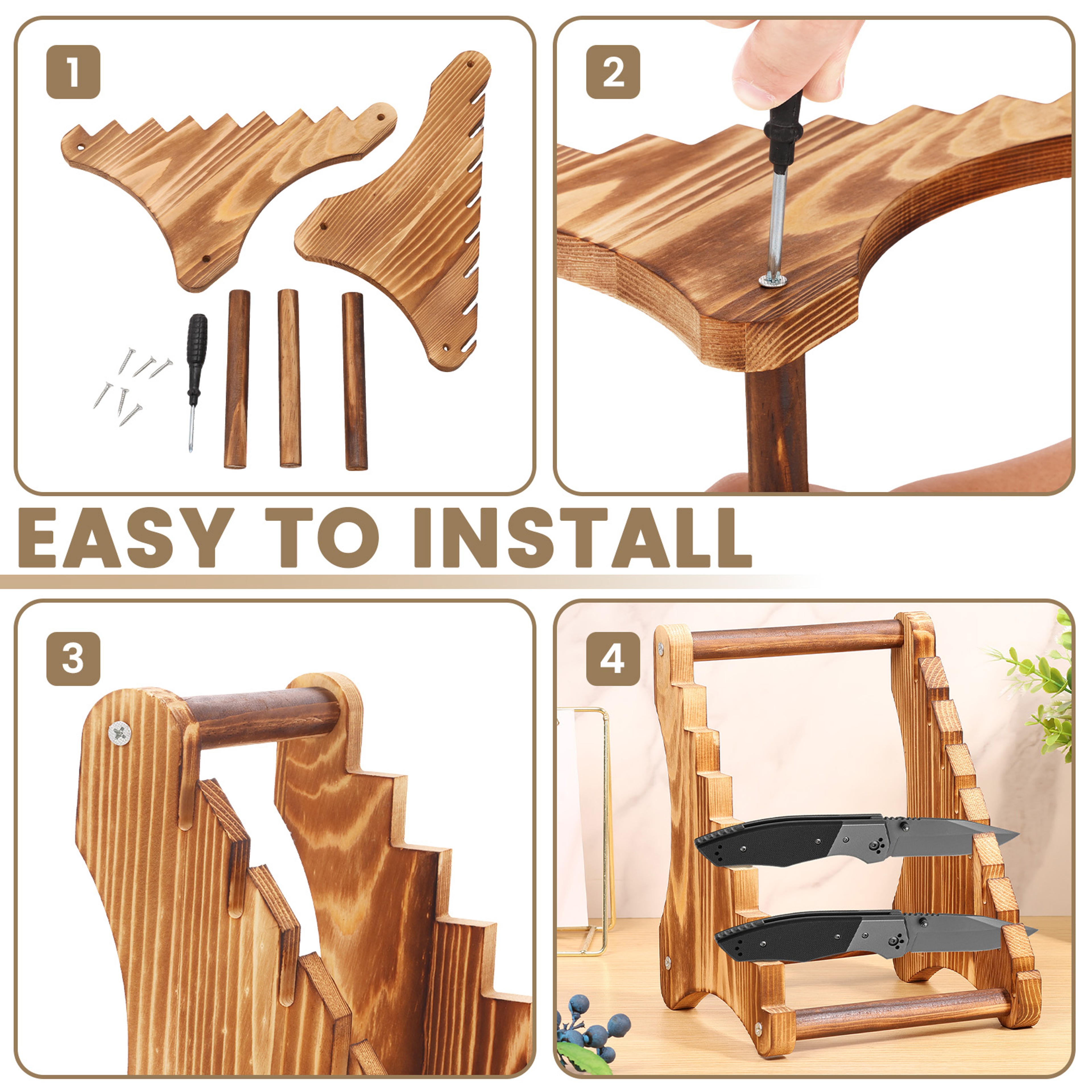 Kitchen Knives Holder with Screw, Stable Display Rack for Kitchen Accessories – view 3