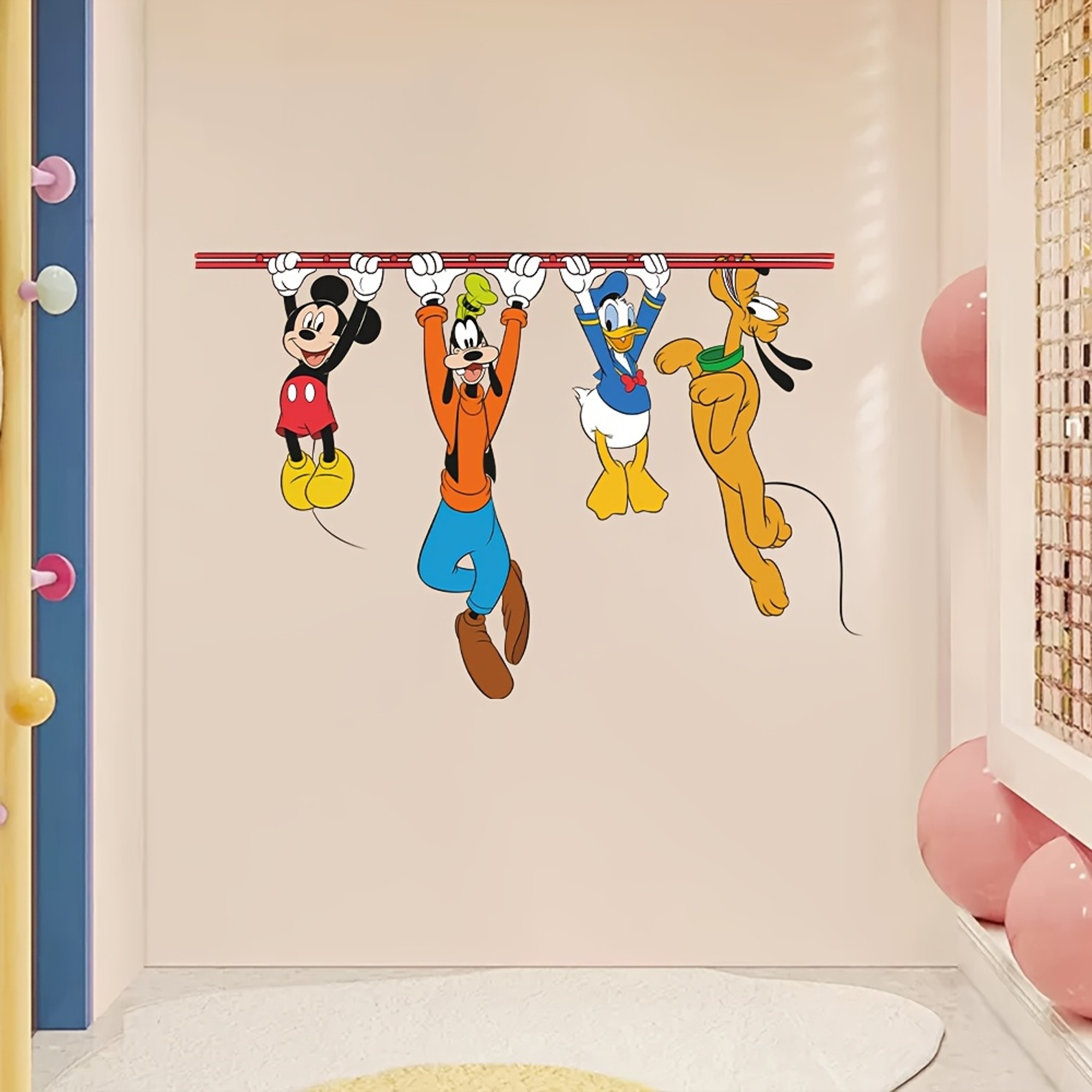 Cartoon Style Mickey and Donald Duck Pvc Self-Adhesive Wall Sticker, Christmas Party Home Decoration – view 1