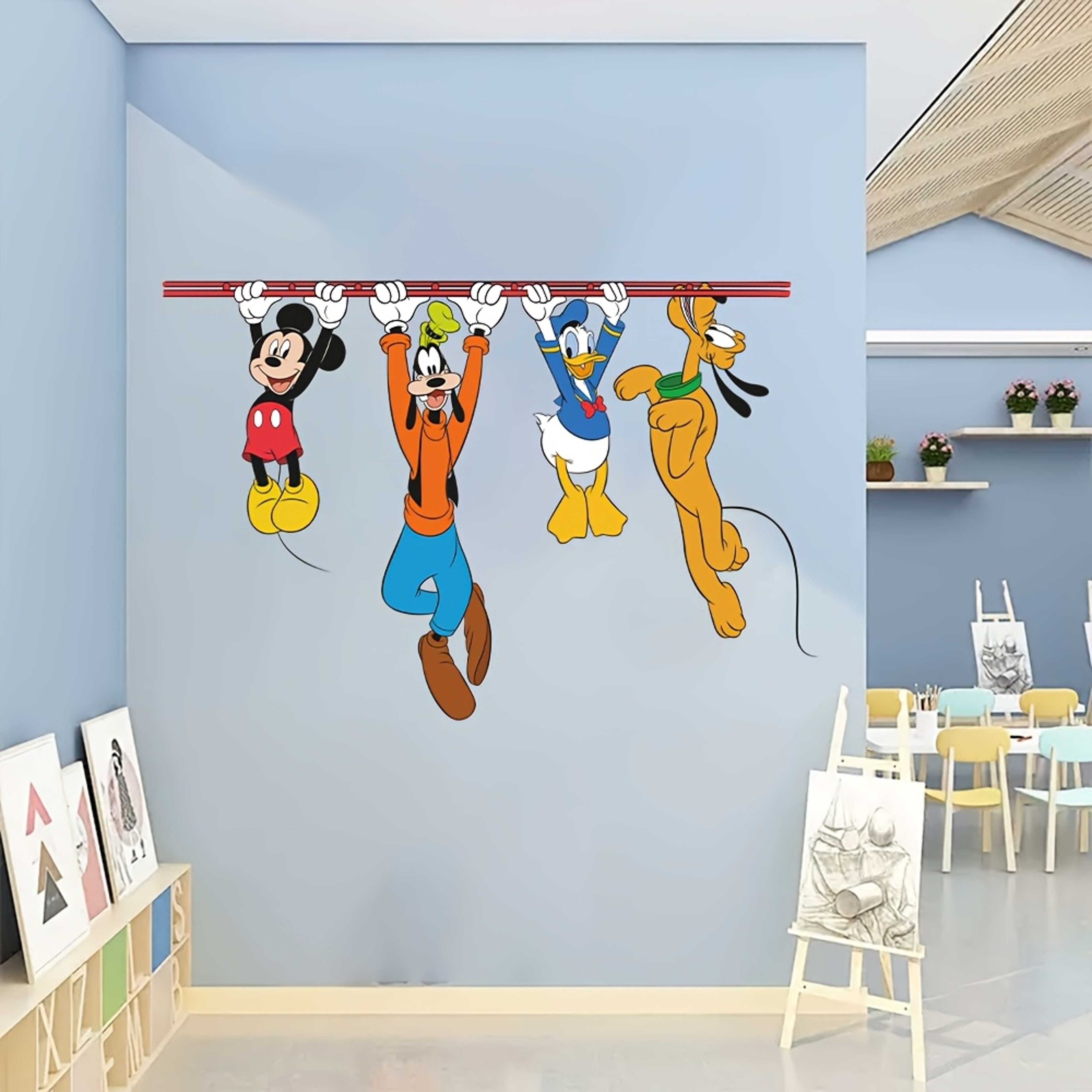 Cartoon Style Mickey and Donald Duck Pvc Self-Adhesive Wall Sticker, Christmas Party Home Decoration – view 5