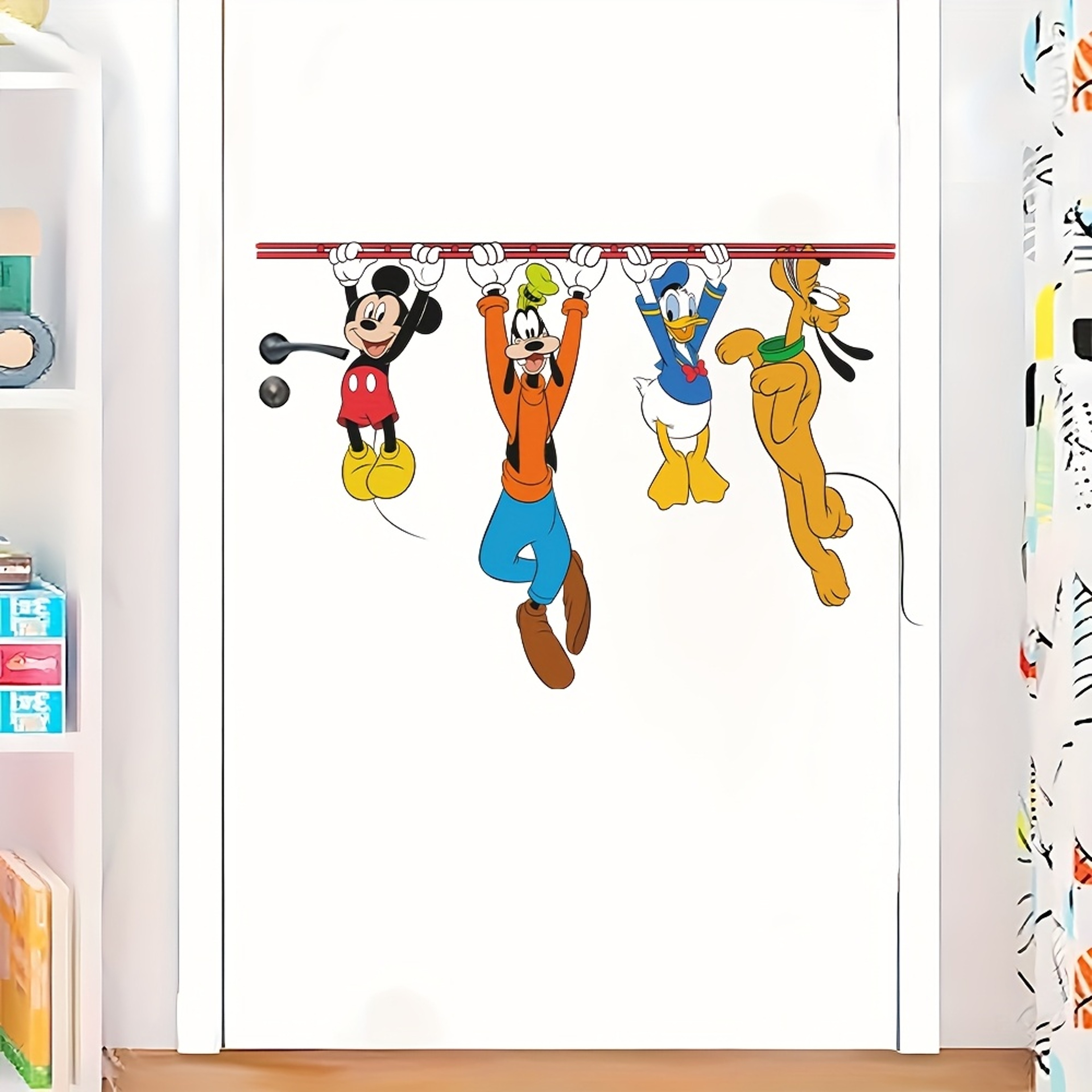Cartoon Style Mickey and Donald Duck Pvc Self-Adhesive Wall Sticker, Christmas Party Home Decoration – view 6