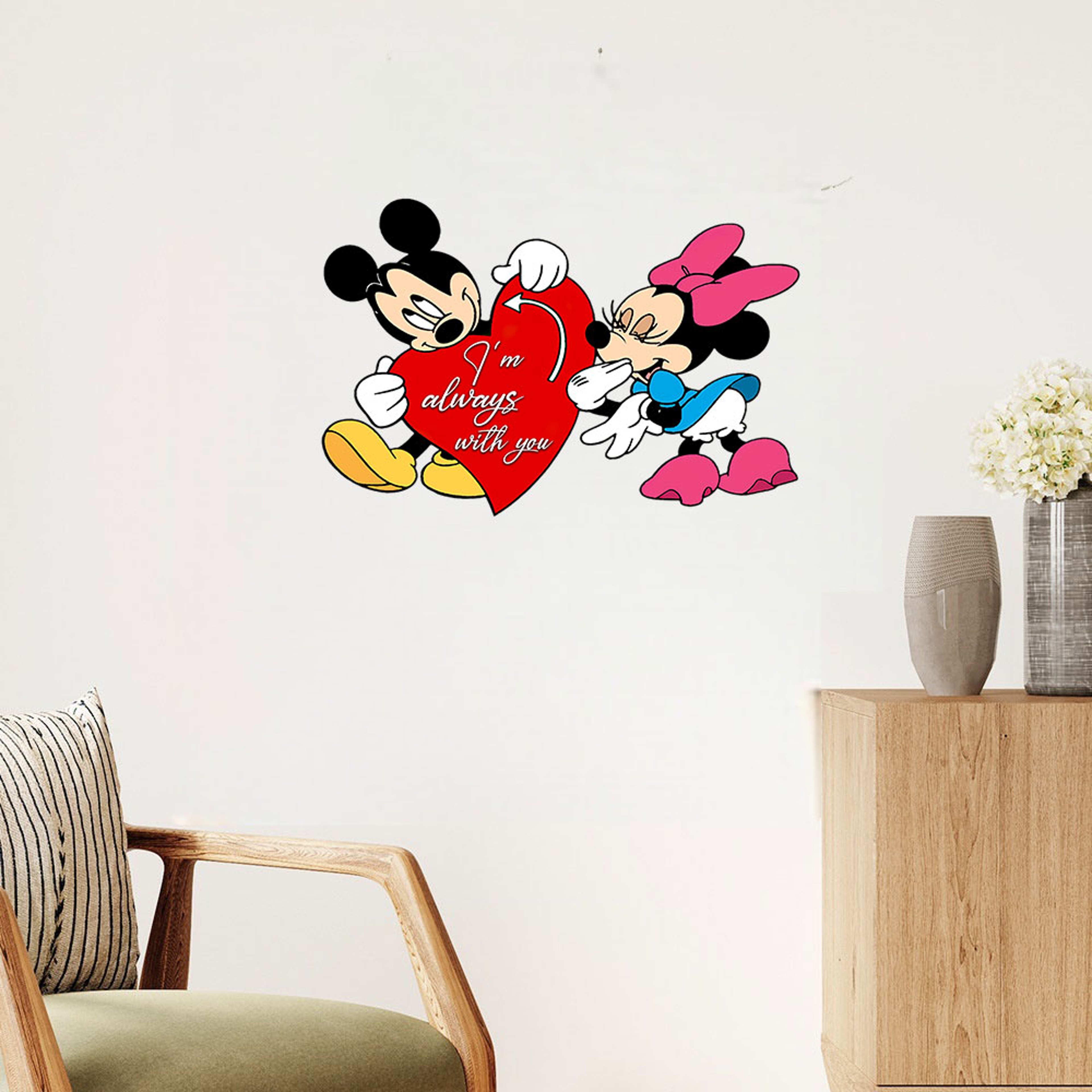 Disney Romantic Valentine's Day Sticker, Mickey and Minnie Heart Slogan for Walls, Mirrors, Porches, Home Decor – view 4