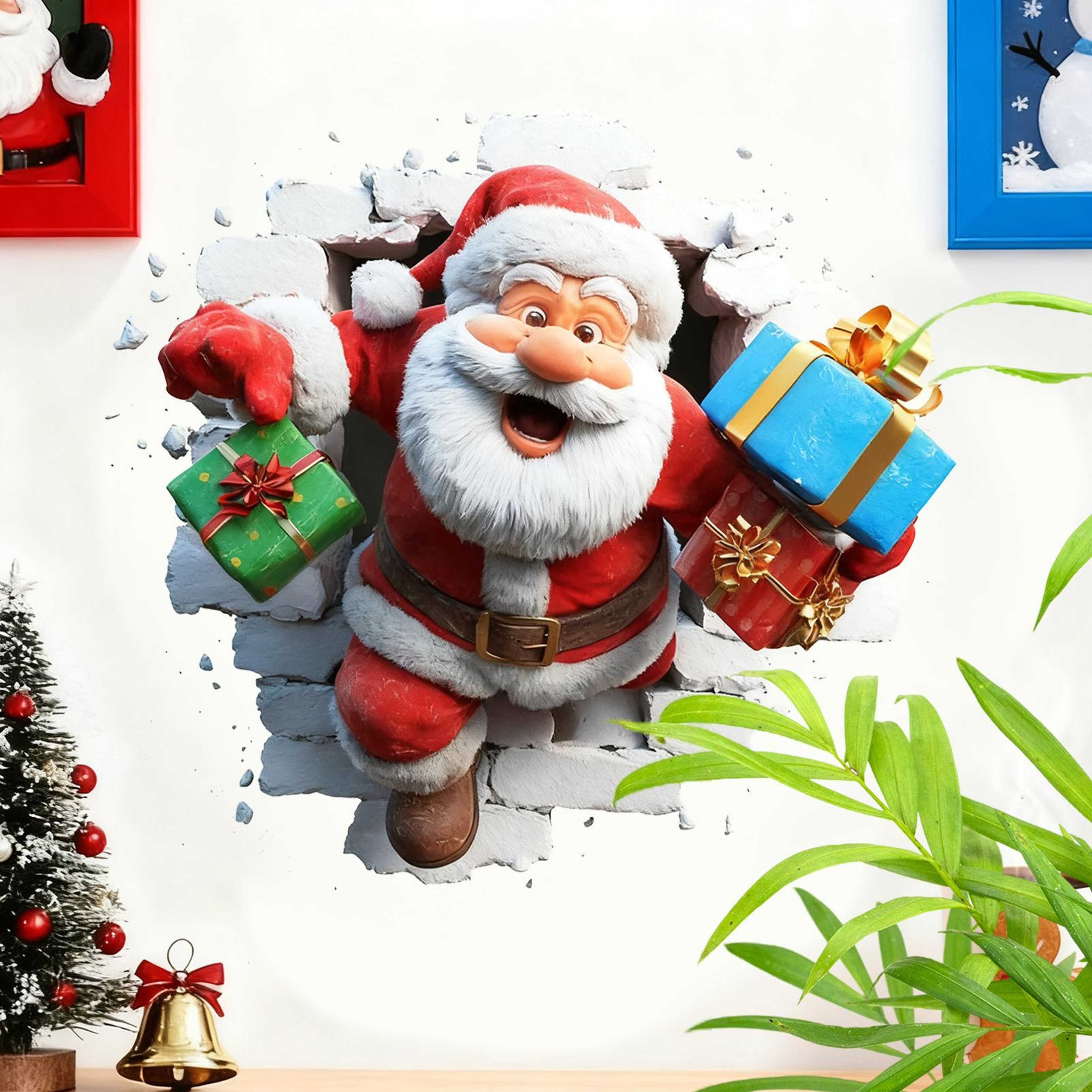 Winter Holiday Peel and Stick Funny Christmas Cartoon Decals, Home Decor Stickers – view 3