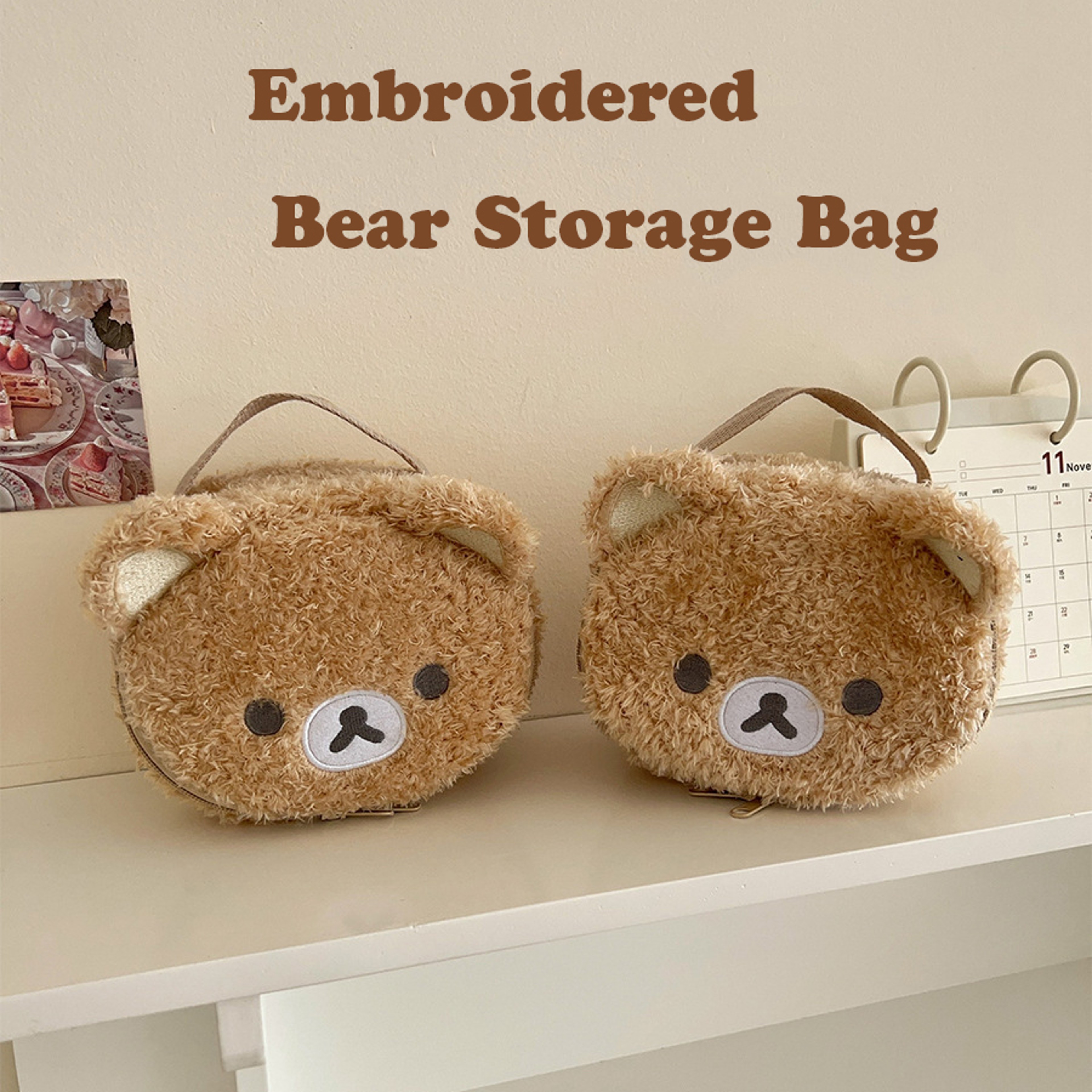 Plushes Anime Makeup Case, Relaxed Bear Cosmetic Bag, Women Jewelry Storage Pouch, Girl Organizer Gift – view 3