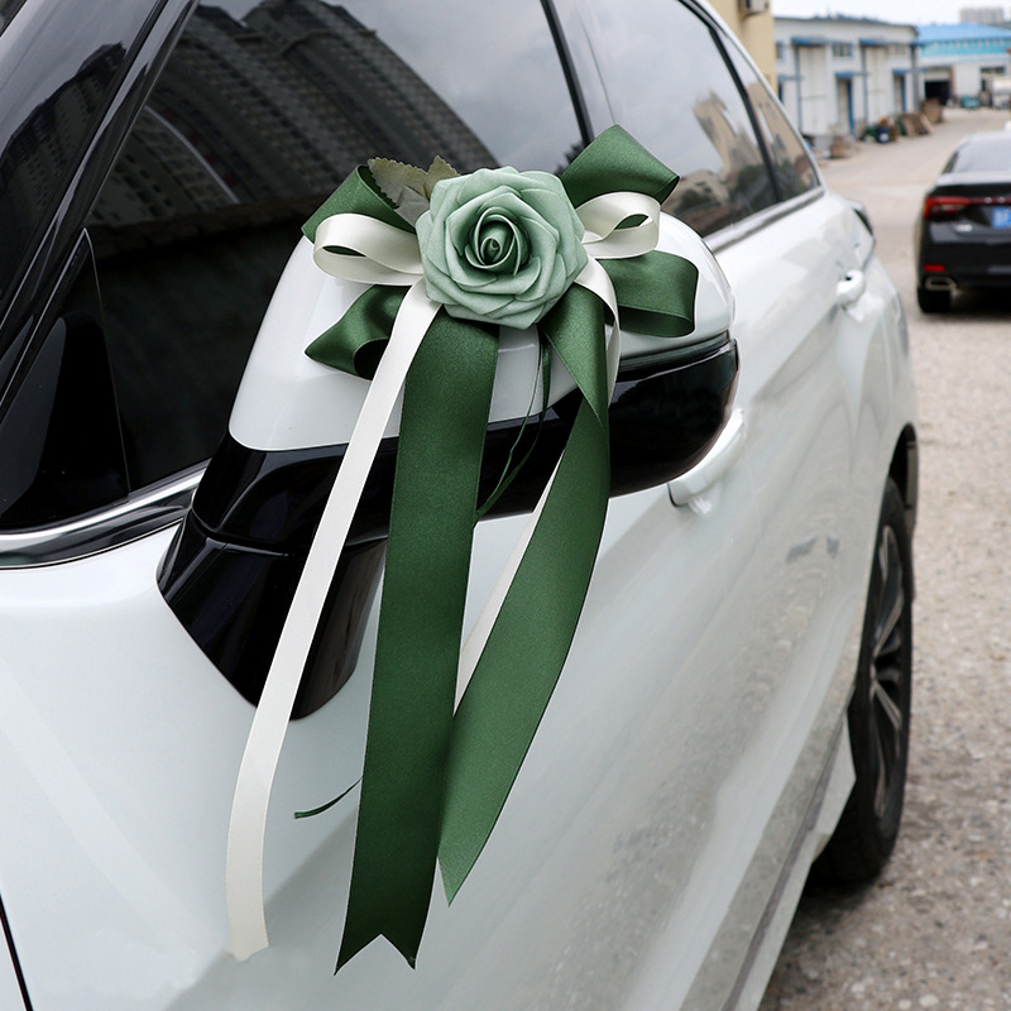 European And American Retro Car Rearview Mirror Bow Decoration Color Fleet Flower Wedding Chair Bac 6