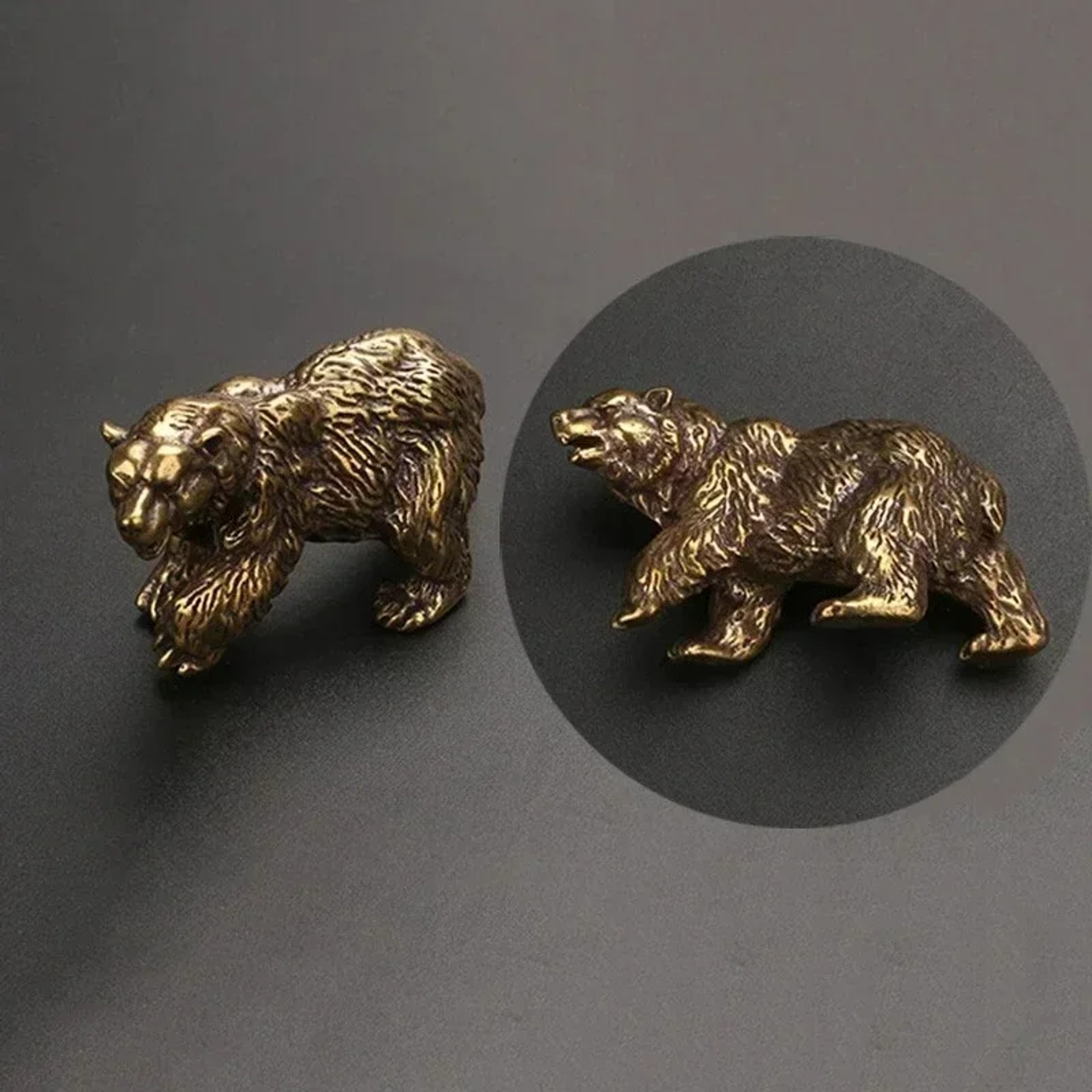 Brass Polar Bear Statue, Vintage Copper Animal Craft, Mini Tea Table Pet Accessories – view 2