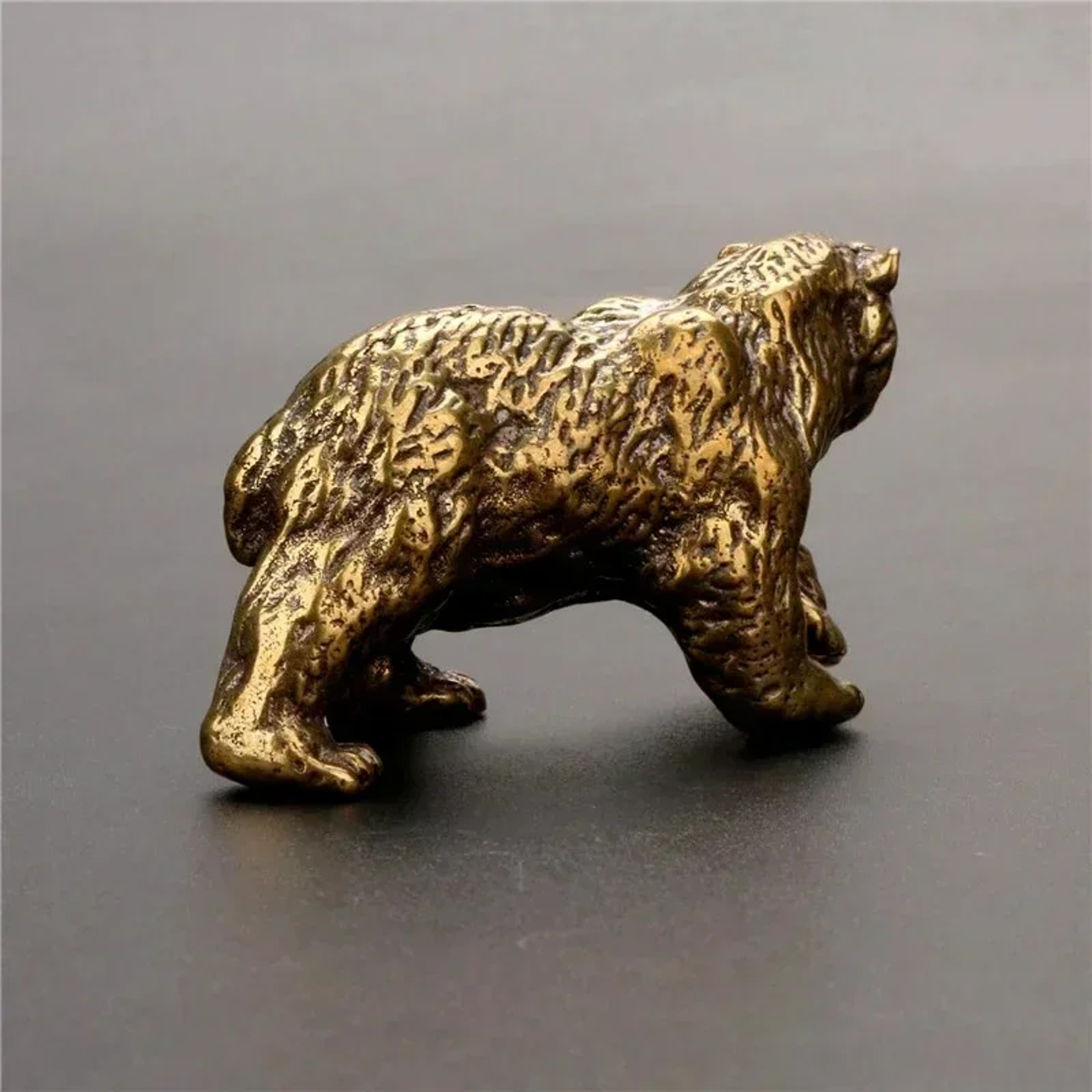 Brass Polar Bear Statue, Vintage Copper Animal Craft, Mini Tea Table Pet Accessories – view 5