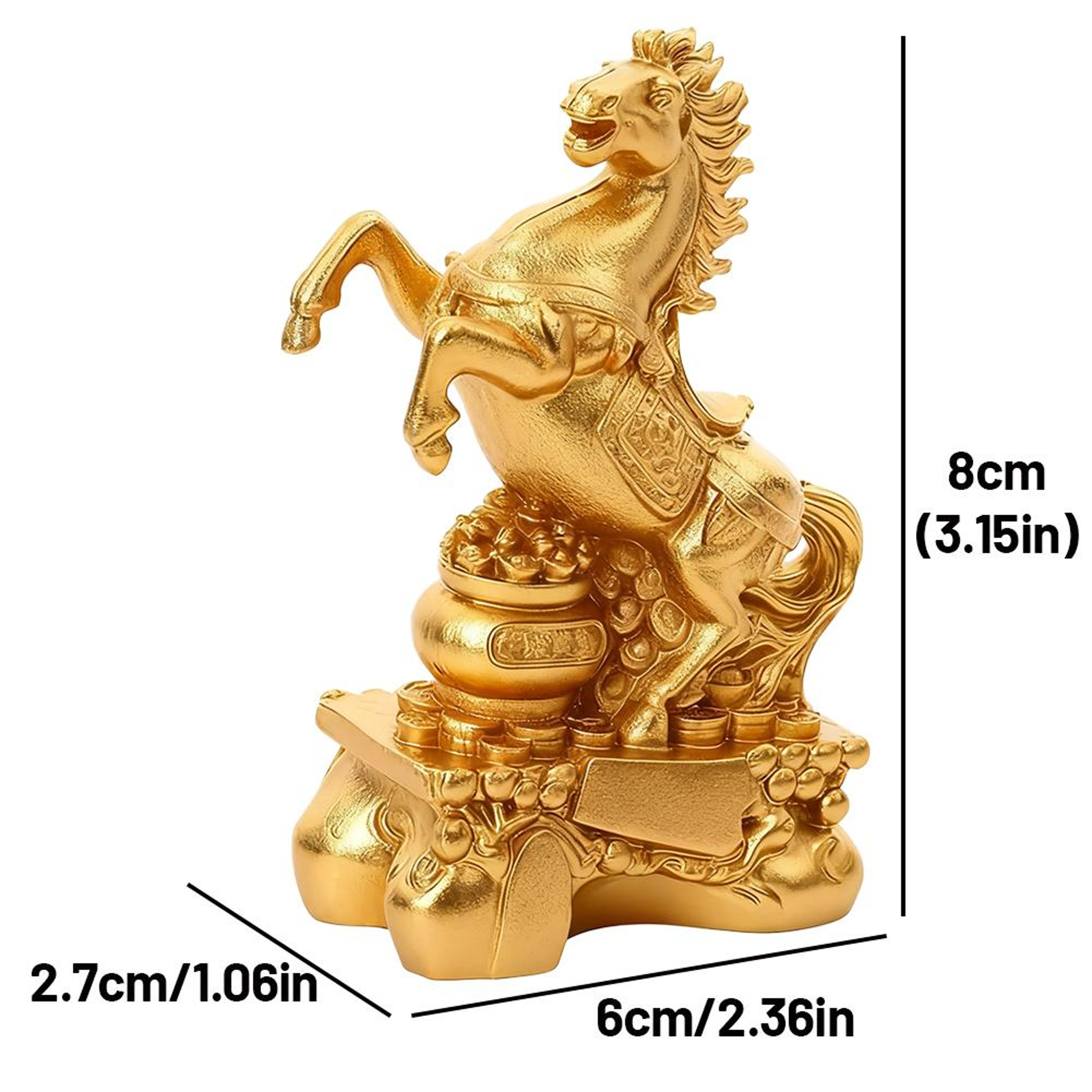 Feng Shui Horse Zodiac Animal Sculpture, Wealth Fortune Ornament for Desktop, Bookshelf Decor – view 6