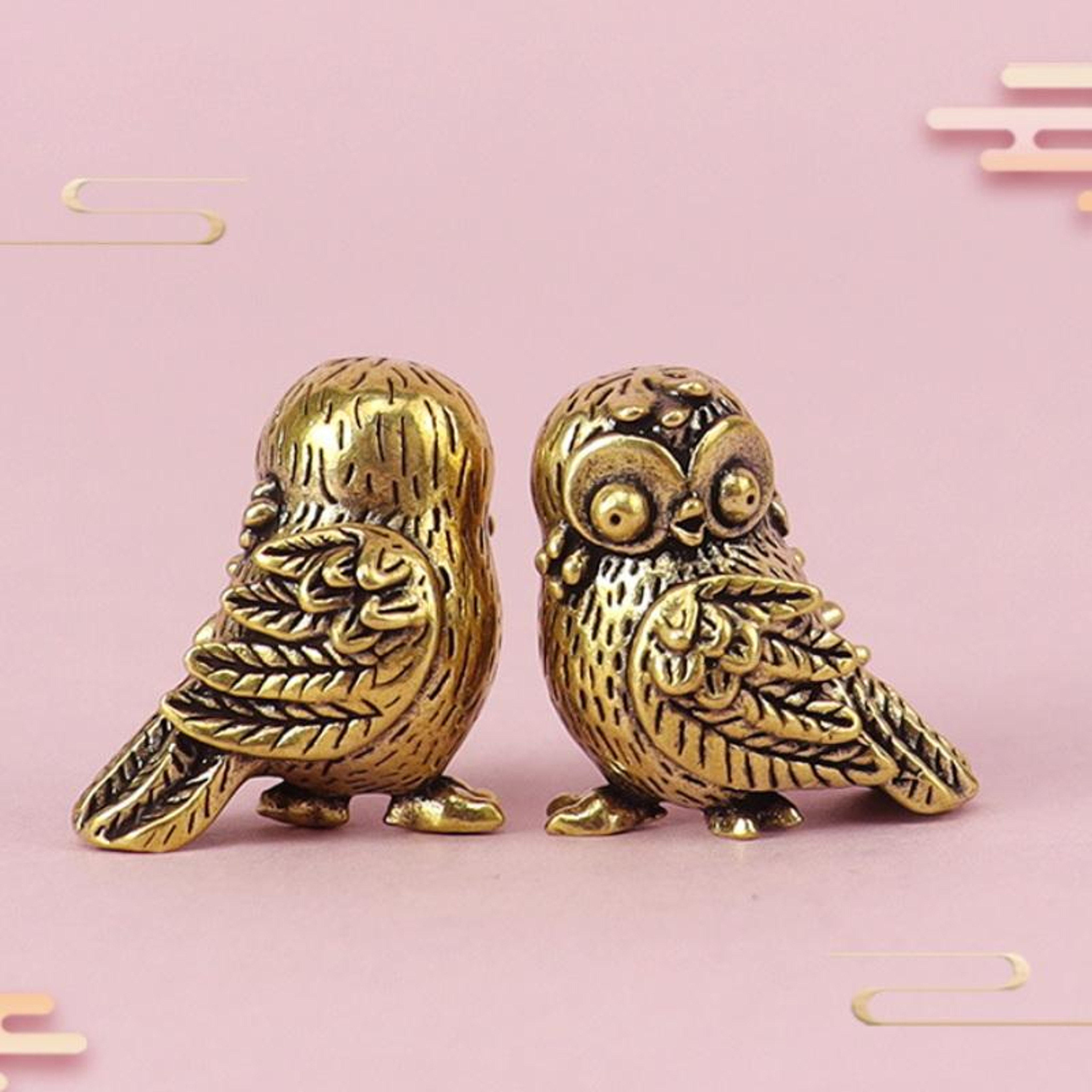 Mini Owl Statue, Retro Bird Animal Figurines, Metal Brass Tea Pet Table Ornament, Home Accessories – view 3