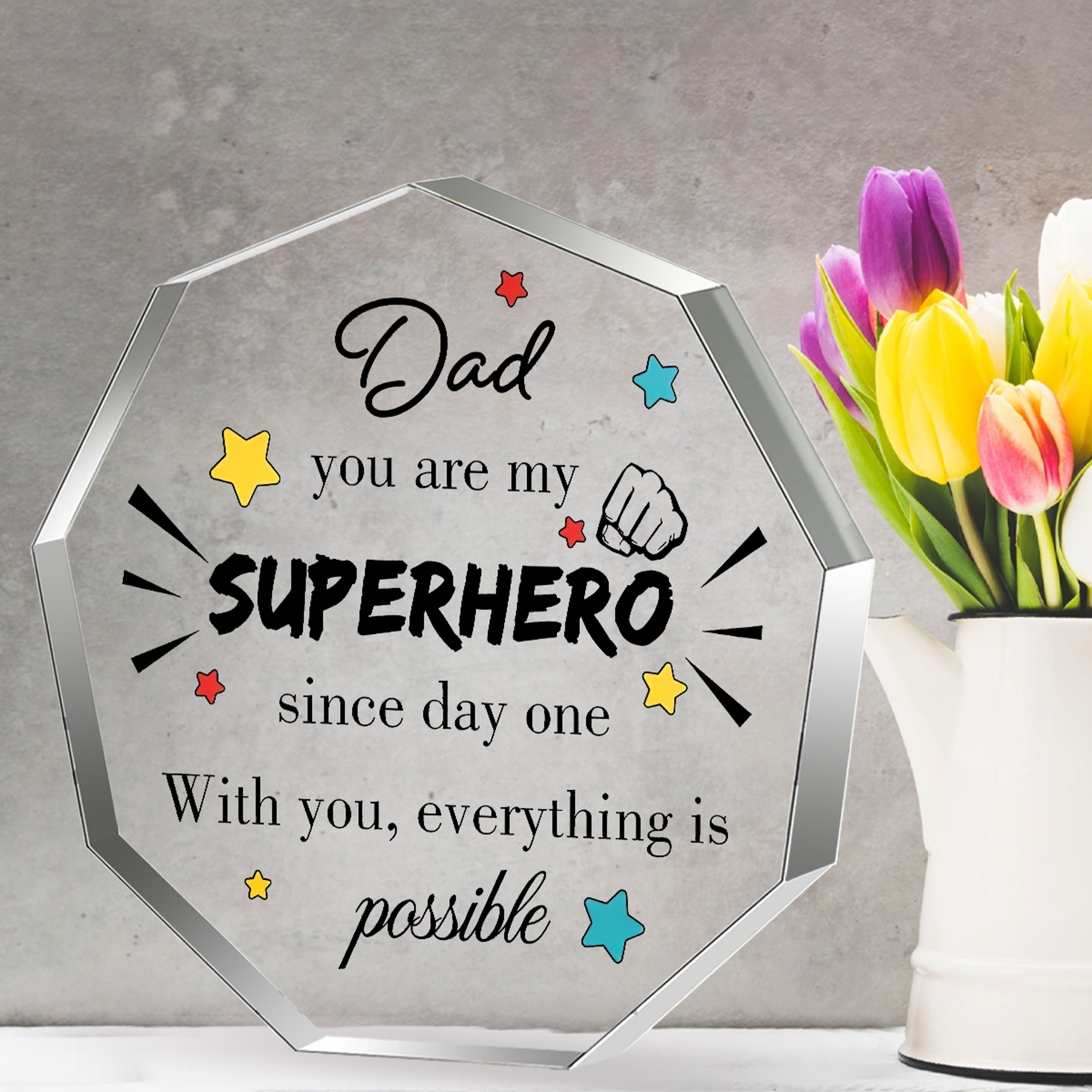 Unique Father Gift, Sentimental Fathers Day Dad Gifts for Men, Clear Acrylic Plaque Home Decor from Son Daughter – view 2