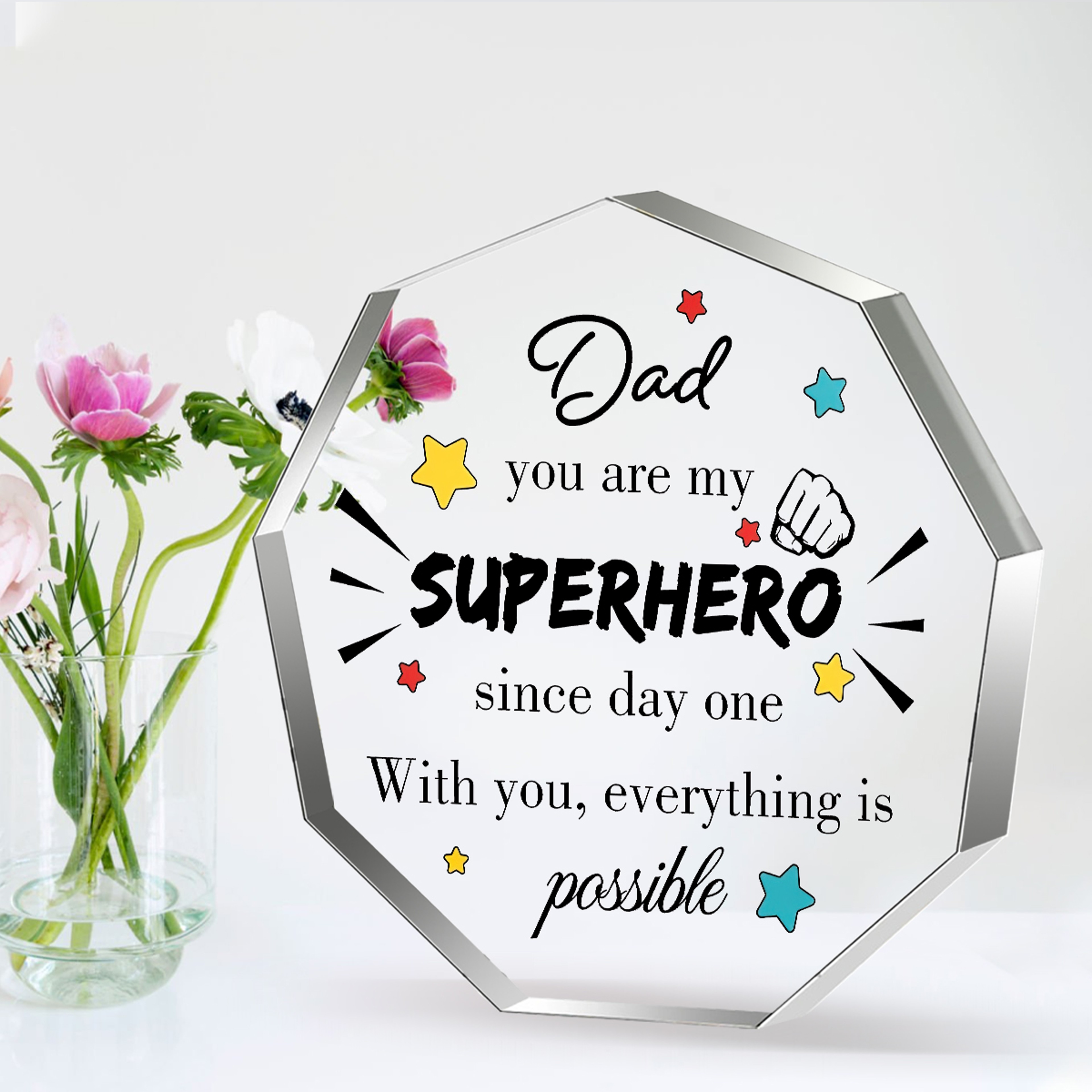 Unique Father Gift, Sentimental Fathers Day Dad Gifts for Men, Clear Acrylic Plaque Home Decor from Son Daughter – view 3