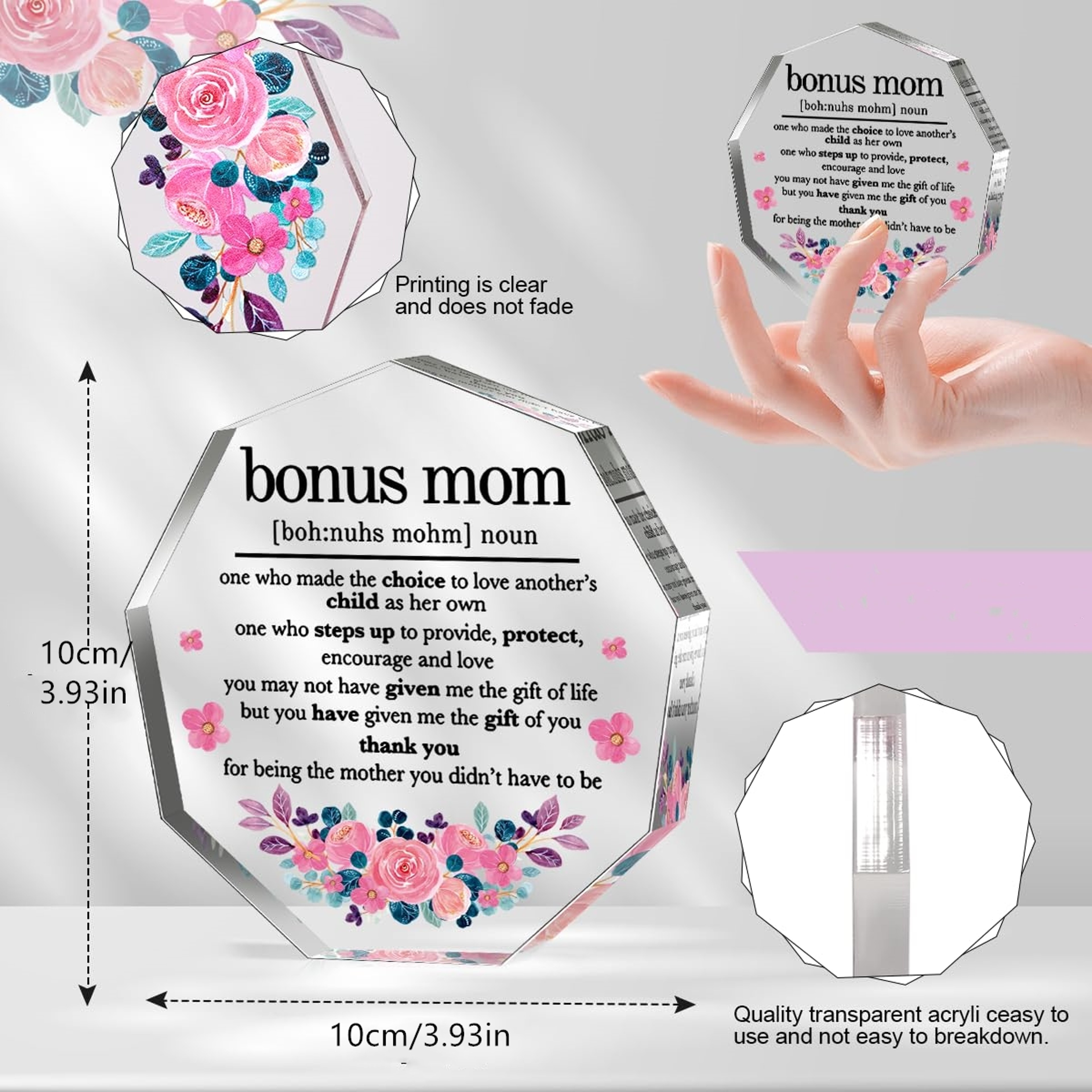 Acrylic Decorative Signs for Bonus Mom Gifts, Mother's Day Plaques, Birthday and Christmas Gifts – view 2