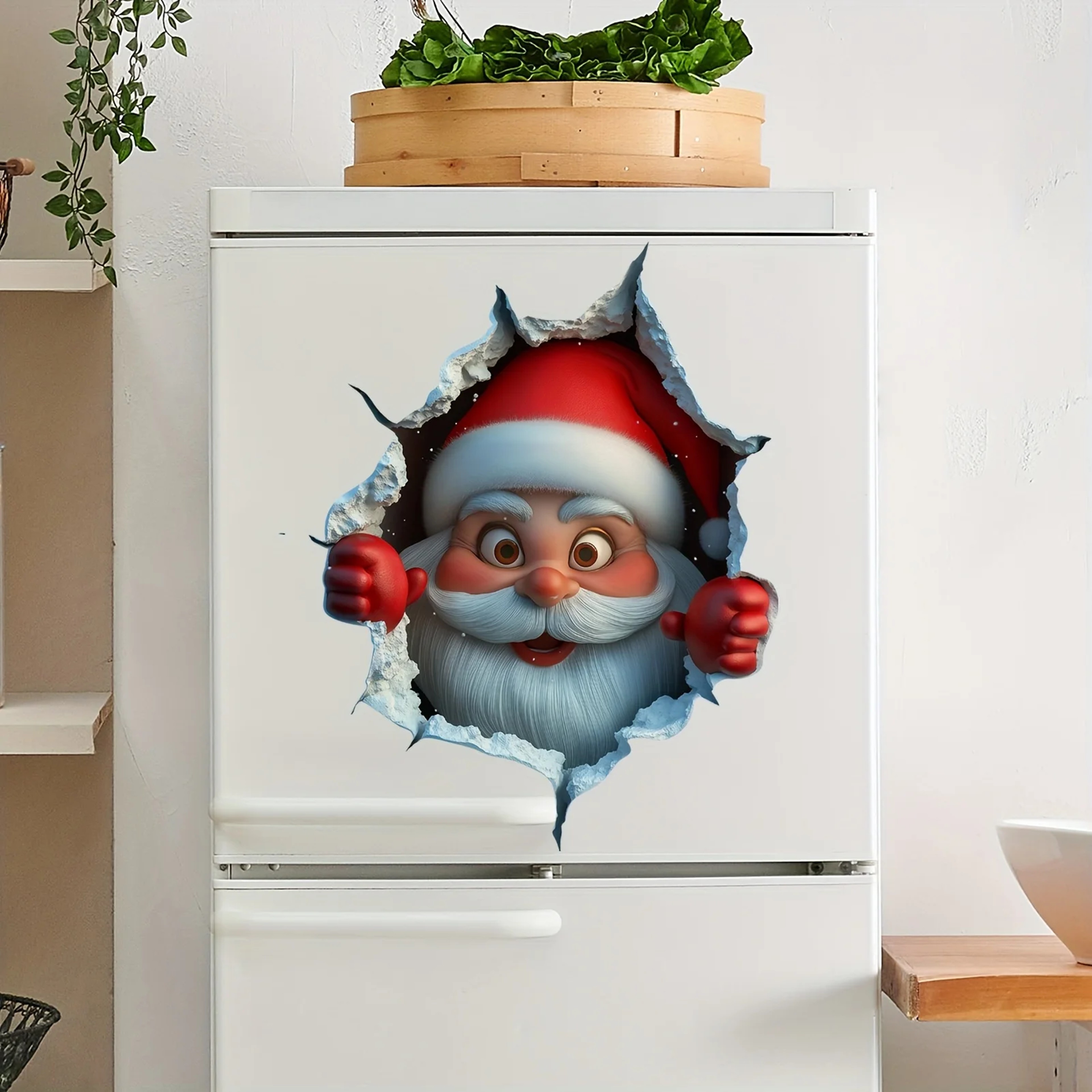 Christmas Sticker With Breaking Wall Effect  Removable Santa Claus Wall Decal For DamageFree Instal 2