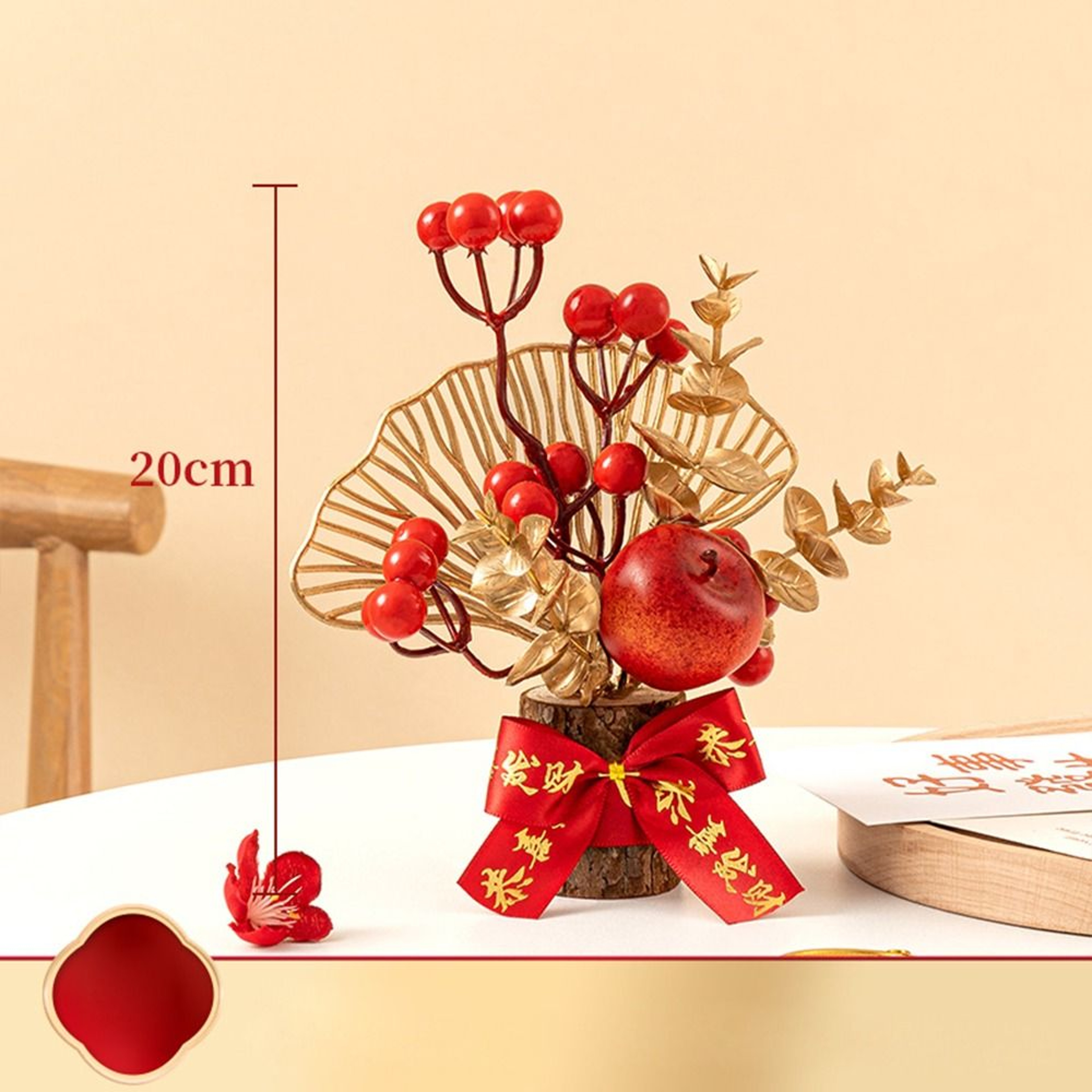 Get Rich Chinese Artificial Flowers Red Berry Branch Wedding Pots Tabletop Decoration 6