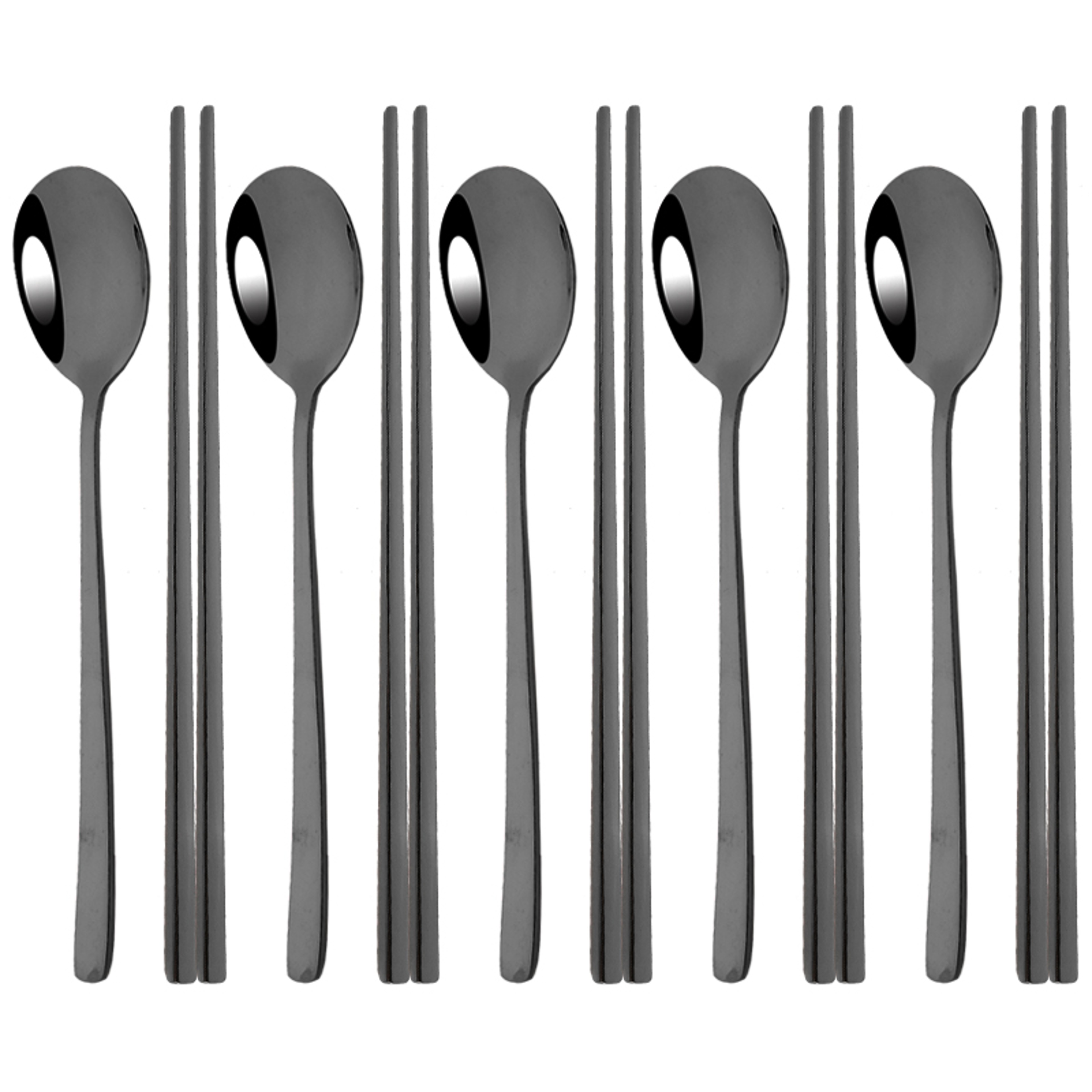 Korean Steel Cutlery Set, Sushi Sticks, Dinner Spoons, and Dessert Spoon Flatware Set – view 9
