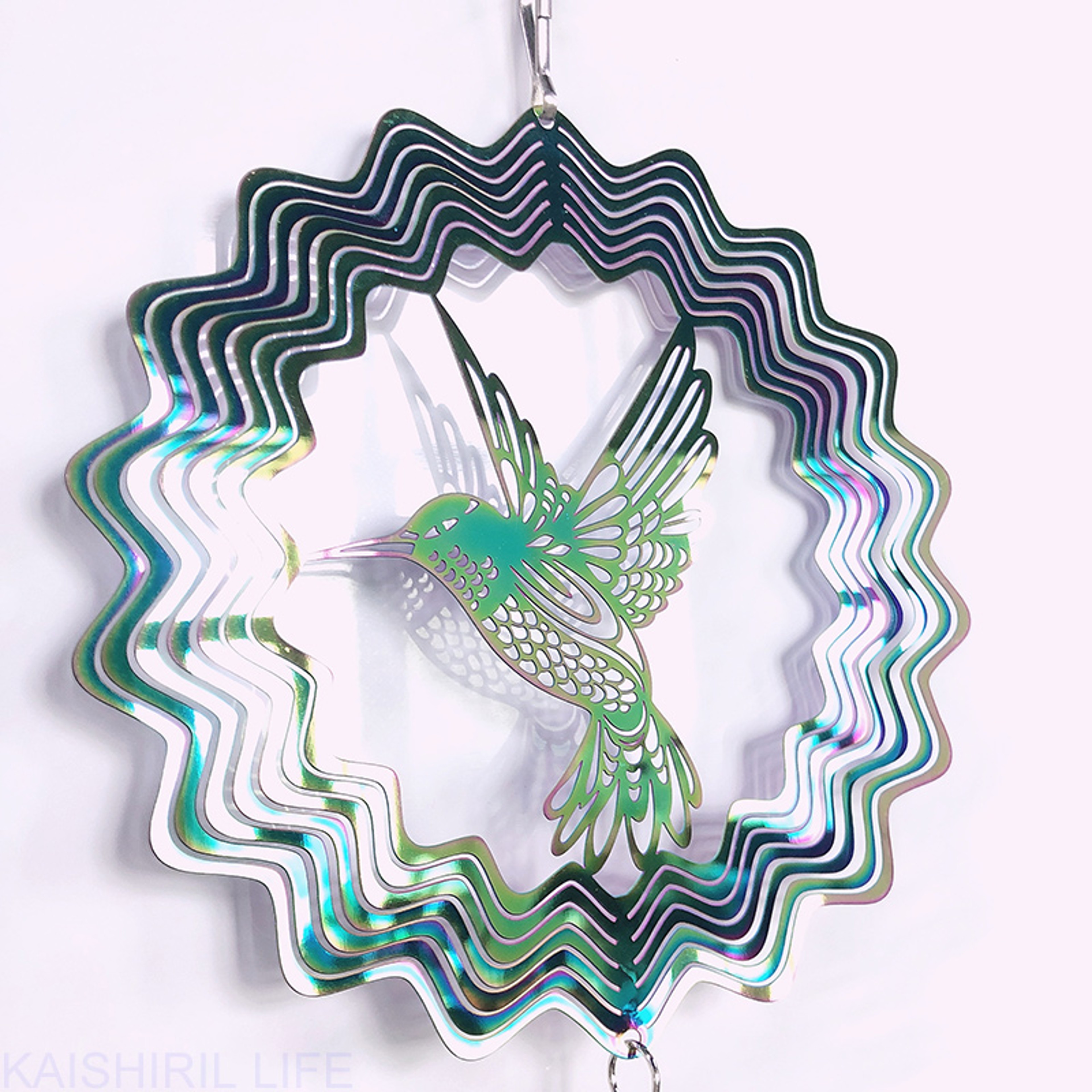 Birds Wind Spinner Hummingbird Wind Chimes Crystal Sun Catcher, Stained Glass Pendant for Garden and Home Decoration – view 3