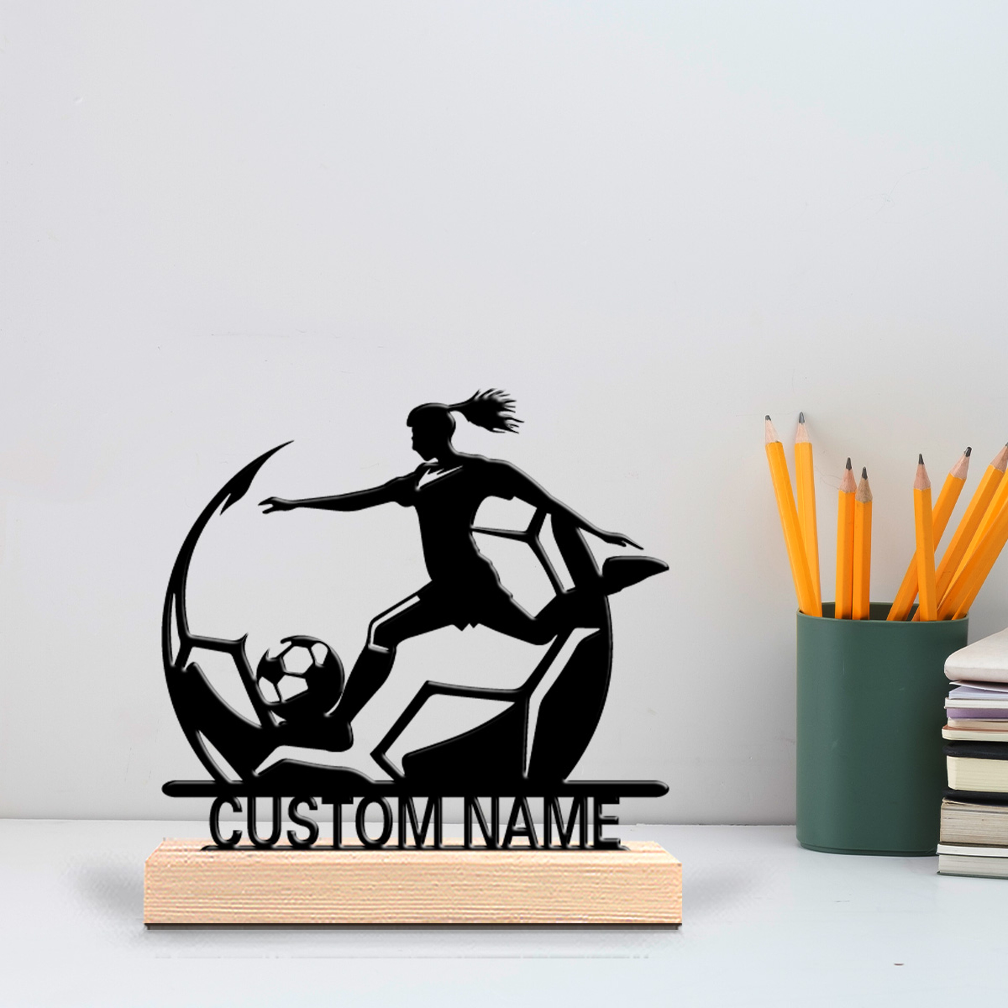 Custom Women's Soccer Metal Statues, Personalized Sports Enthusiast Gift for Bedrooms – view 3