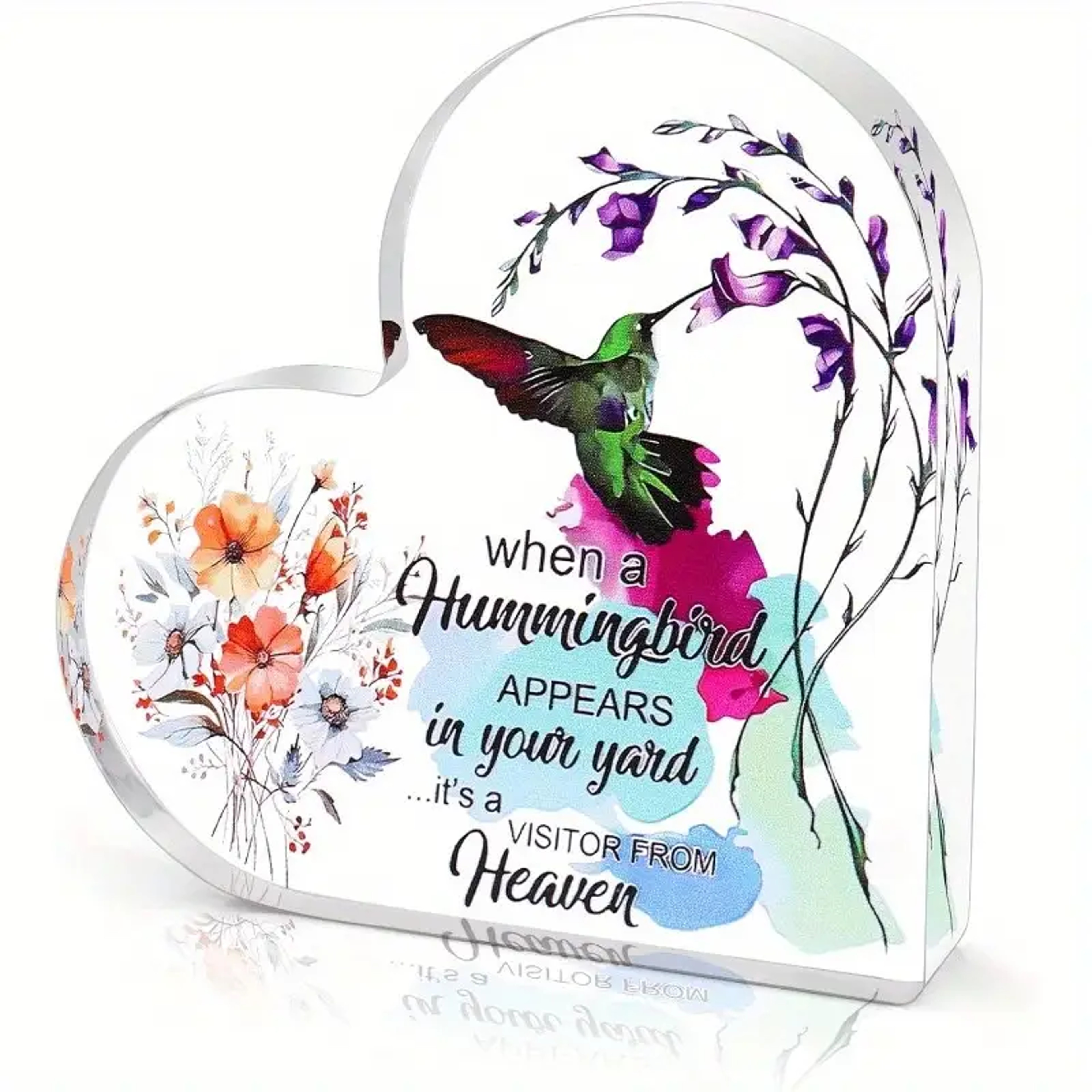 Heart-Shaped Keepsake, Acrylic Hummingbird Table Decor, No Electricity Needed – view 1