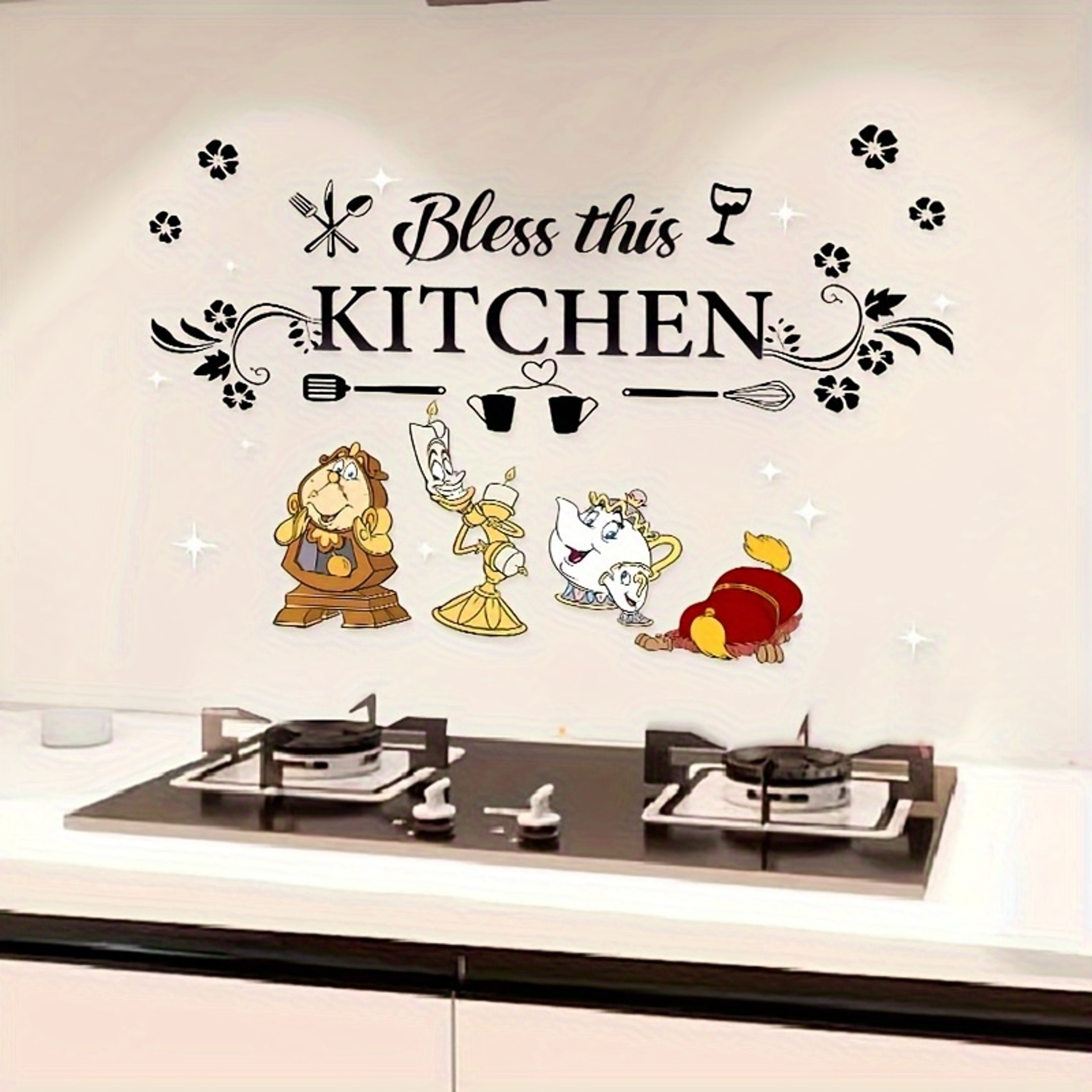 Beauty and the Beast Kitchen Wall Sticker, Shiny Finish Kitchen Art for Cabinets and Dining Room Decoration – view 7