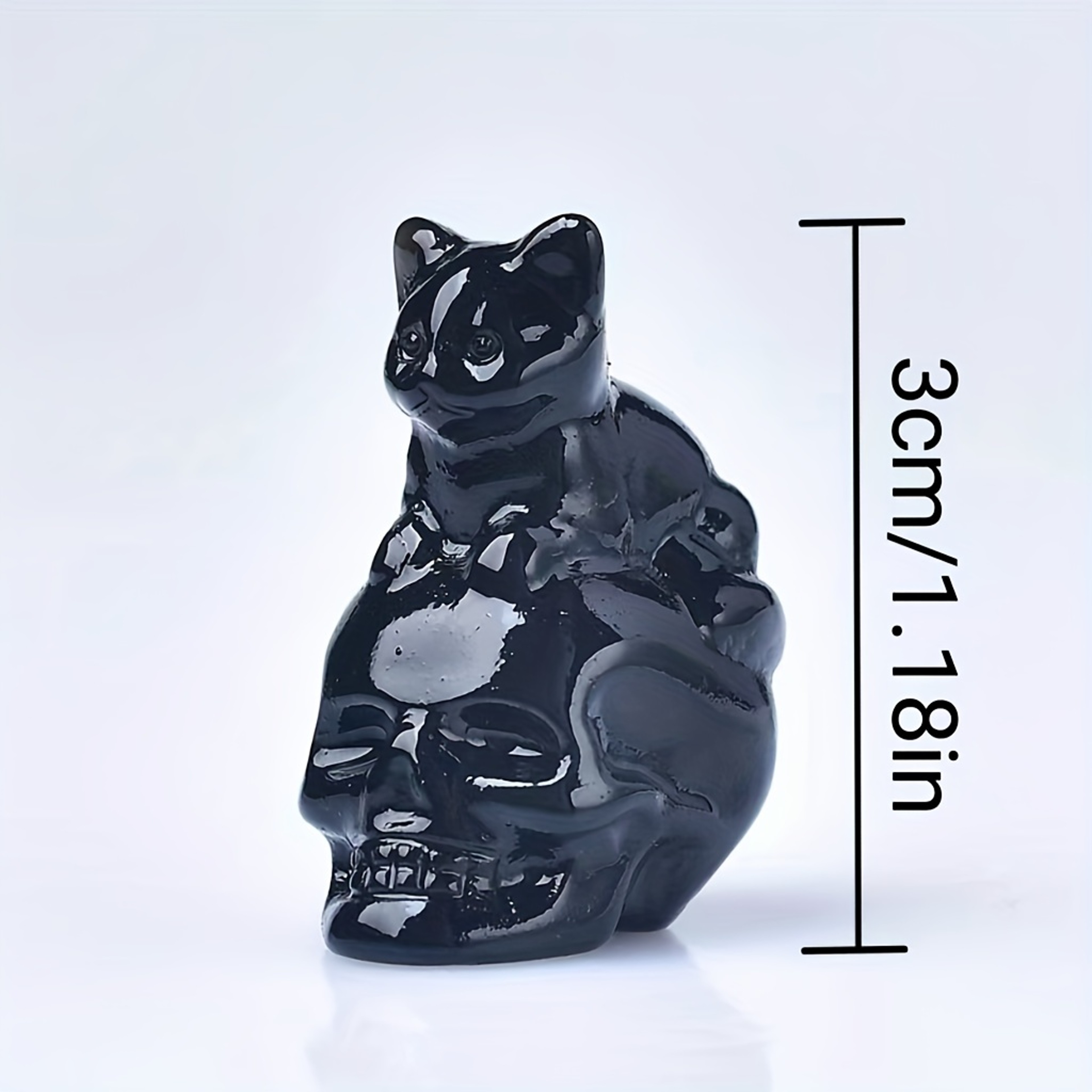 Natural Crystal Skull Cat Figurine, Hand-Carved for Halloween Decor & Gift Ideas – view 3