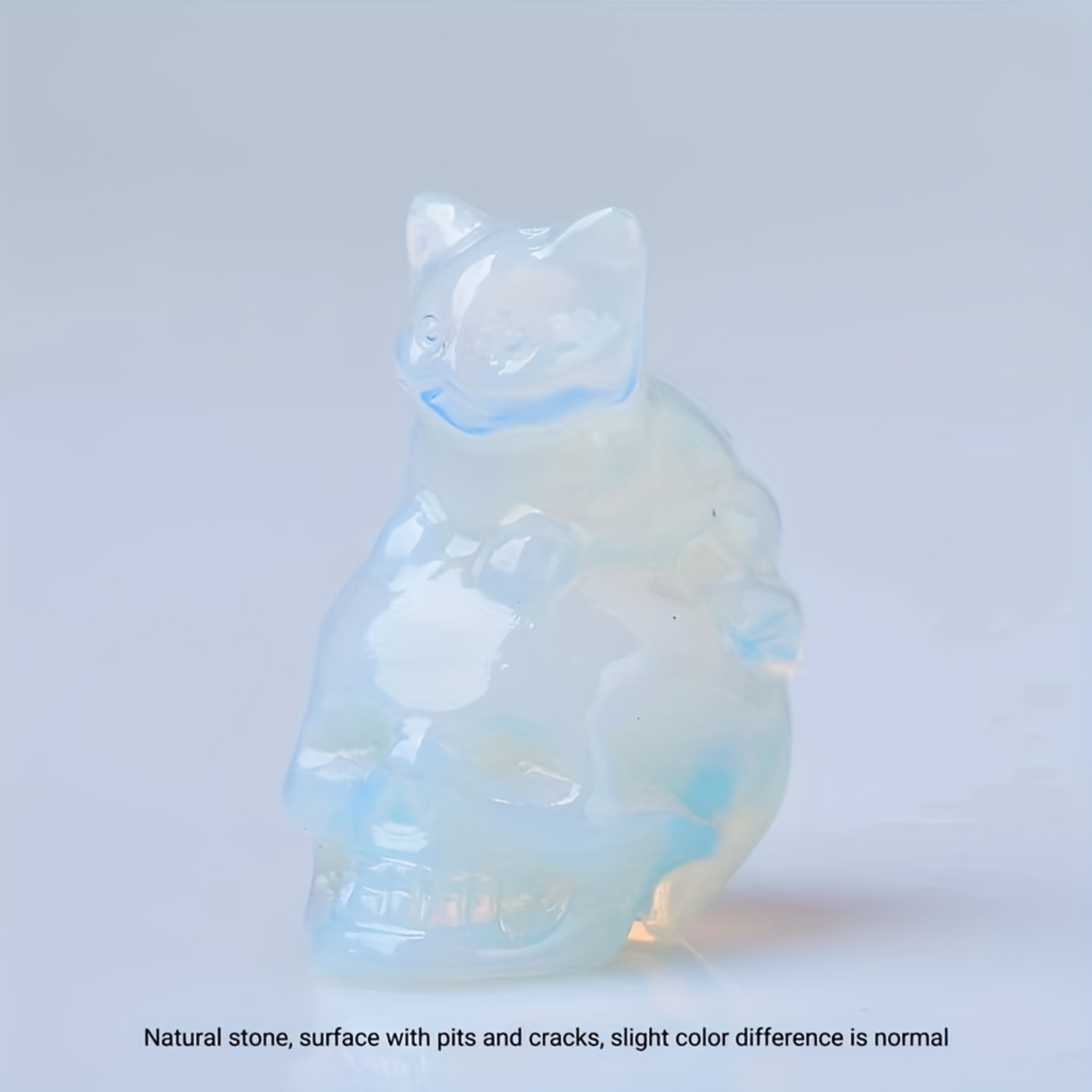 Natural Crystal Skull Cat Figurine, Hand-Carved for Halloween Decor & Gift Ideas – view 7