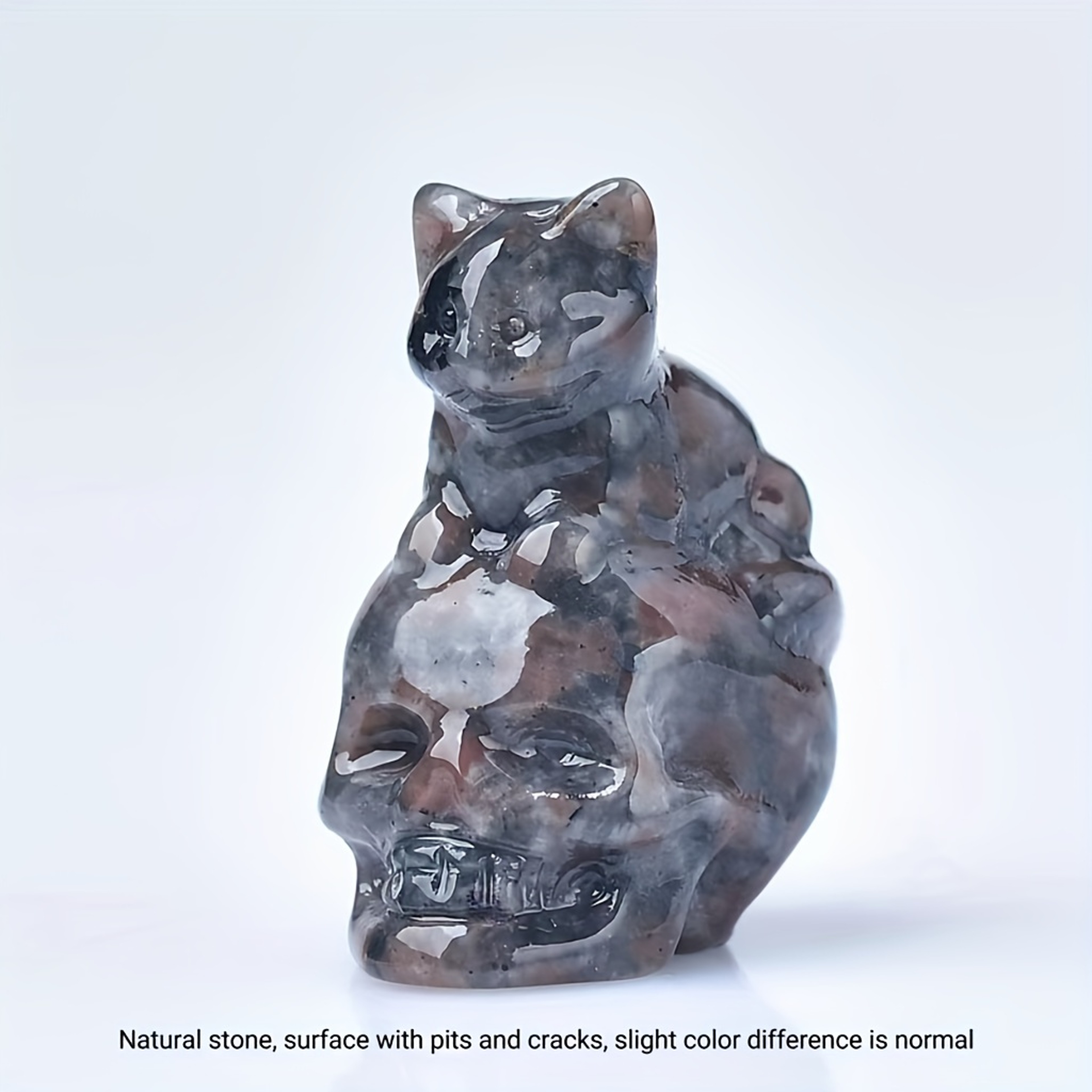 Natural Crystal Skull Cat Figurine, Hand-Carved for Halloween Decor & Gift Ideas – view 5