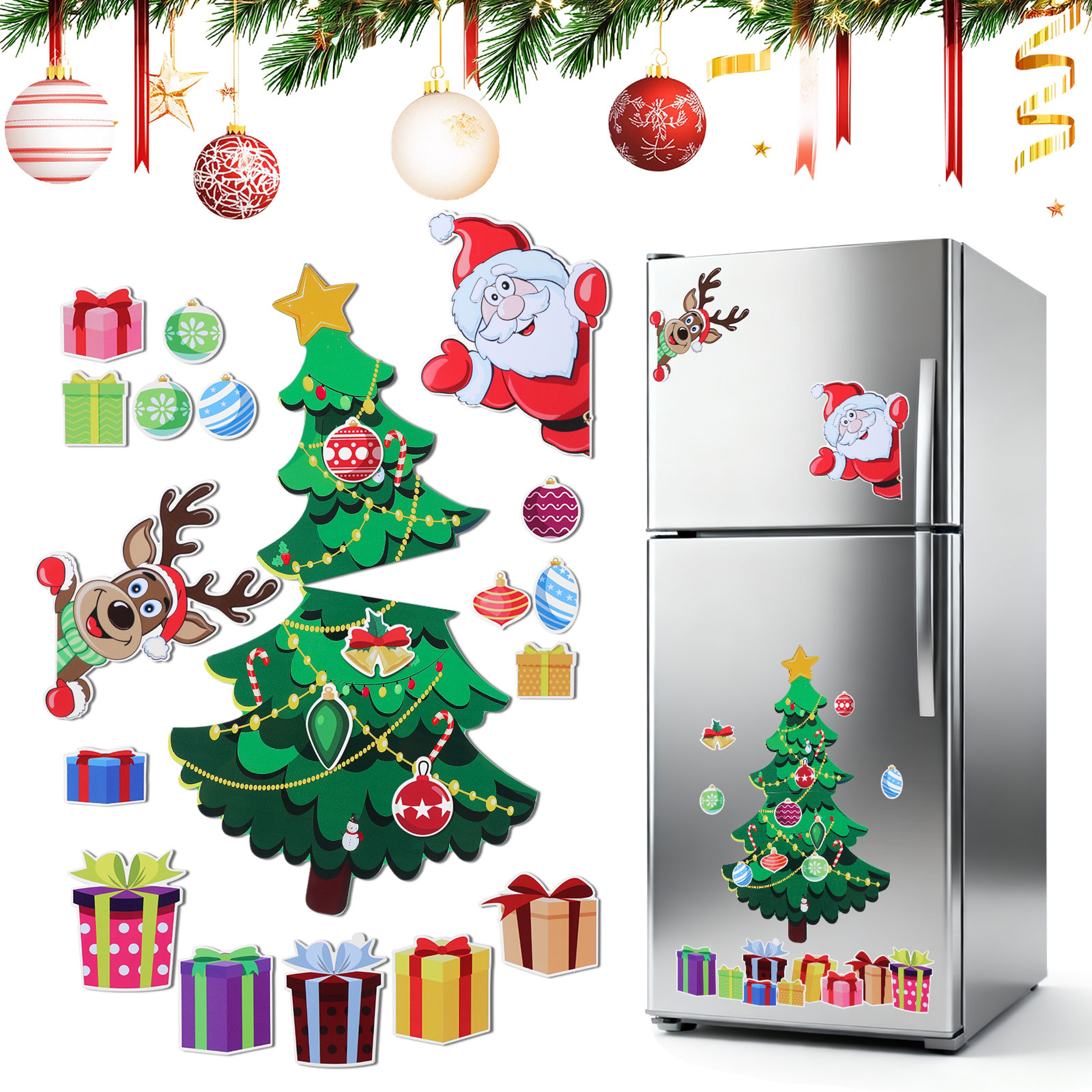 Refrigerator Christmas Tree Magnetic, Small Holiday Magnets, Indoor Decorations, Sticker Christmas Decor – view 1