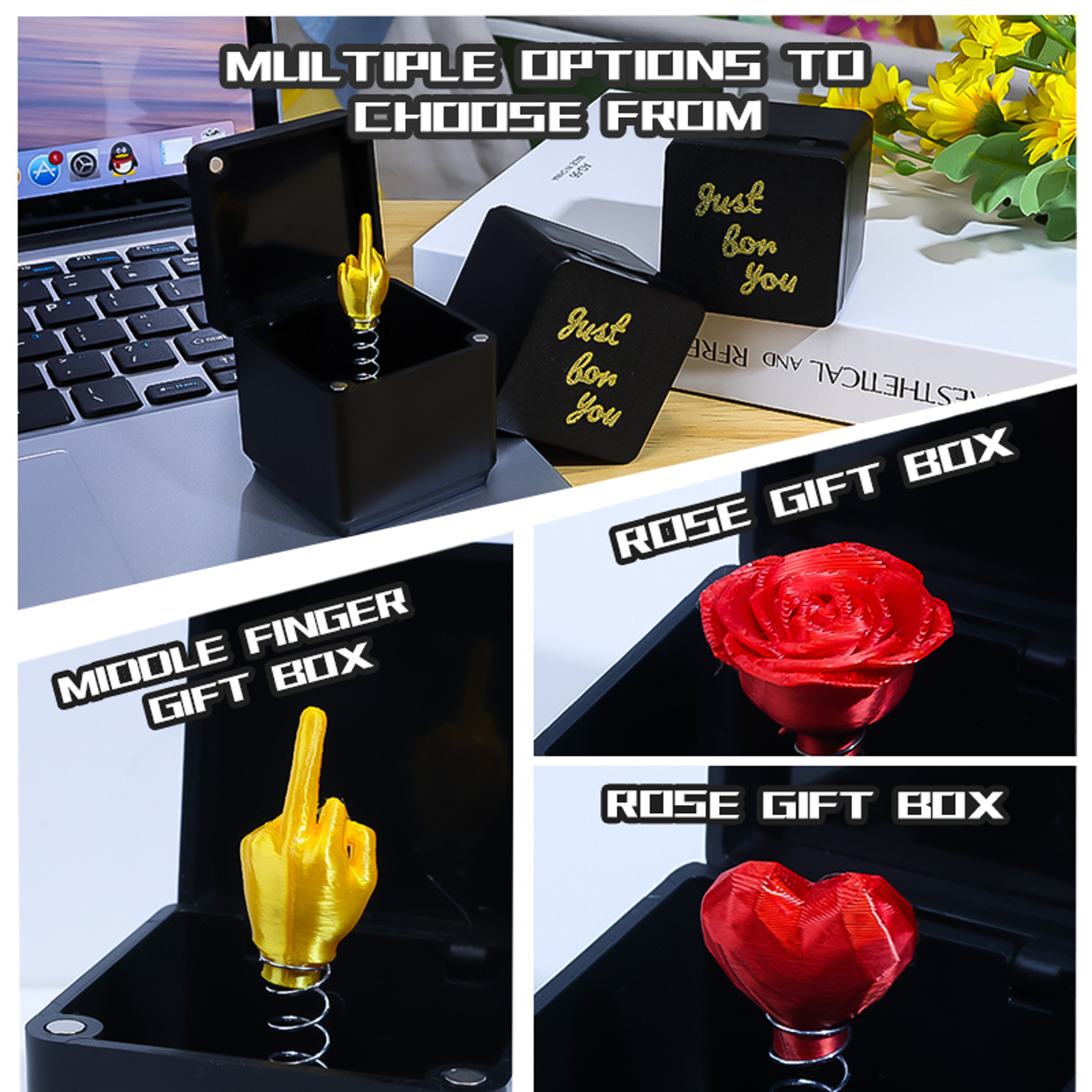Funny Creative Office Desk Decoration, Unique Humor Decor, Middle Finger in a Box Prank Gift Item for Home or Work – view 2