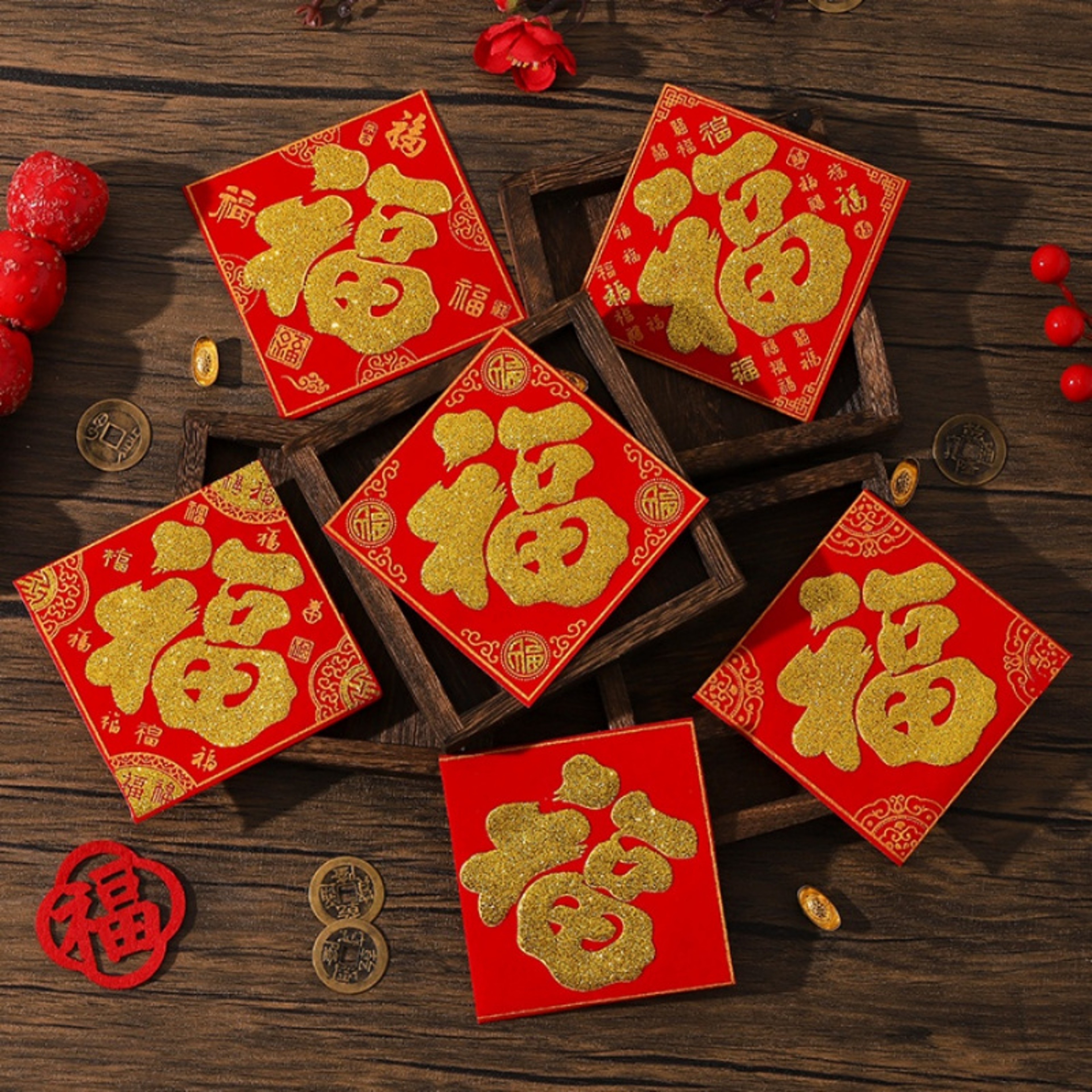 Chinese Lunar New Year Horse, Mini Fu Character Stickers, Door Window Wall Decorations for Spring Festival – view 1