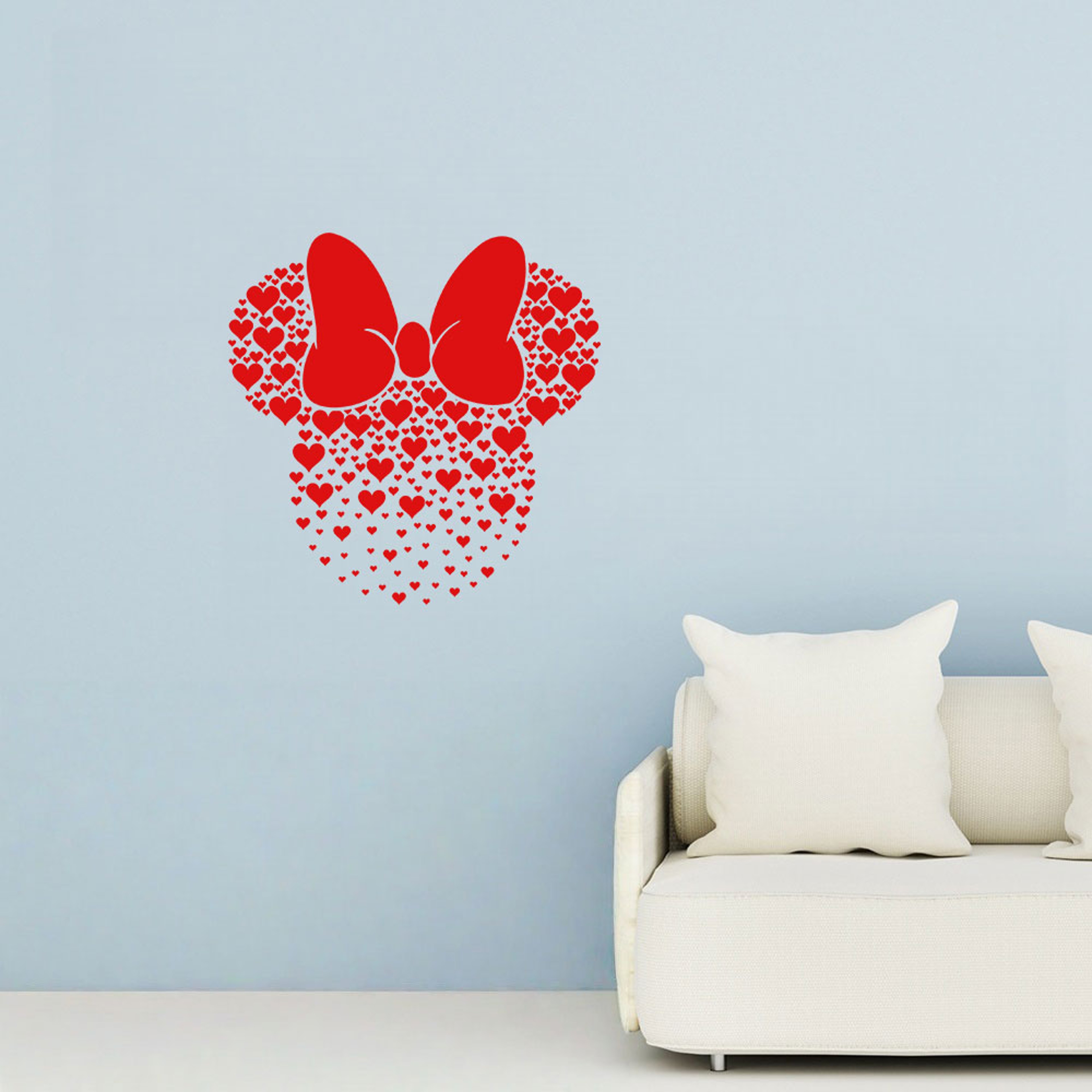 Disney Pink Valentine's Day Mouse Heart Bow Sticker, Decorative Sticker for Doorways Walls Home – view 1