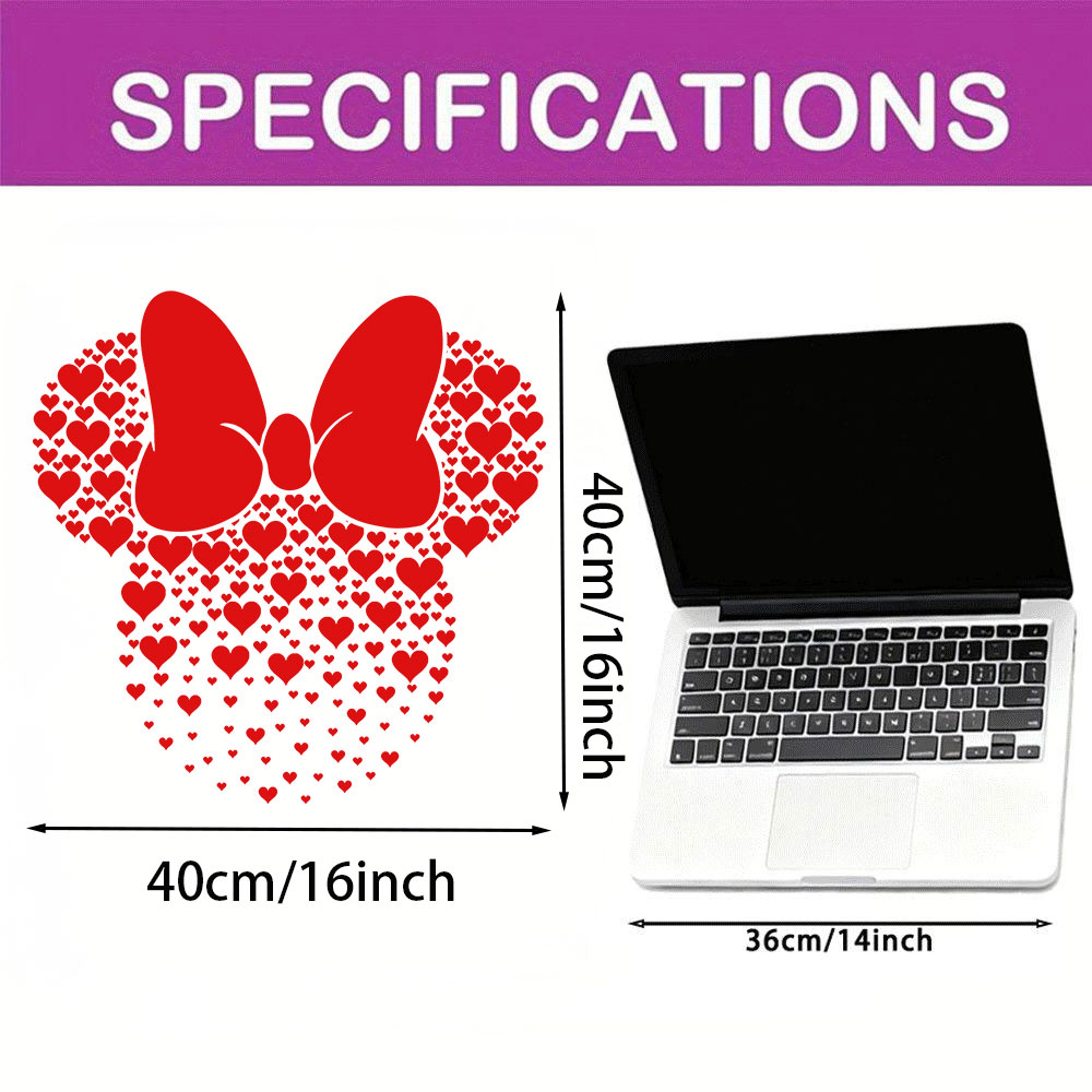 Disney Pink Valentine's Day Mouse Heart Bow Sticker, Decorative Sticker for Doorways Walls Home – view 3
