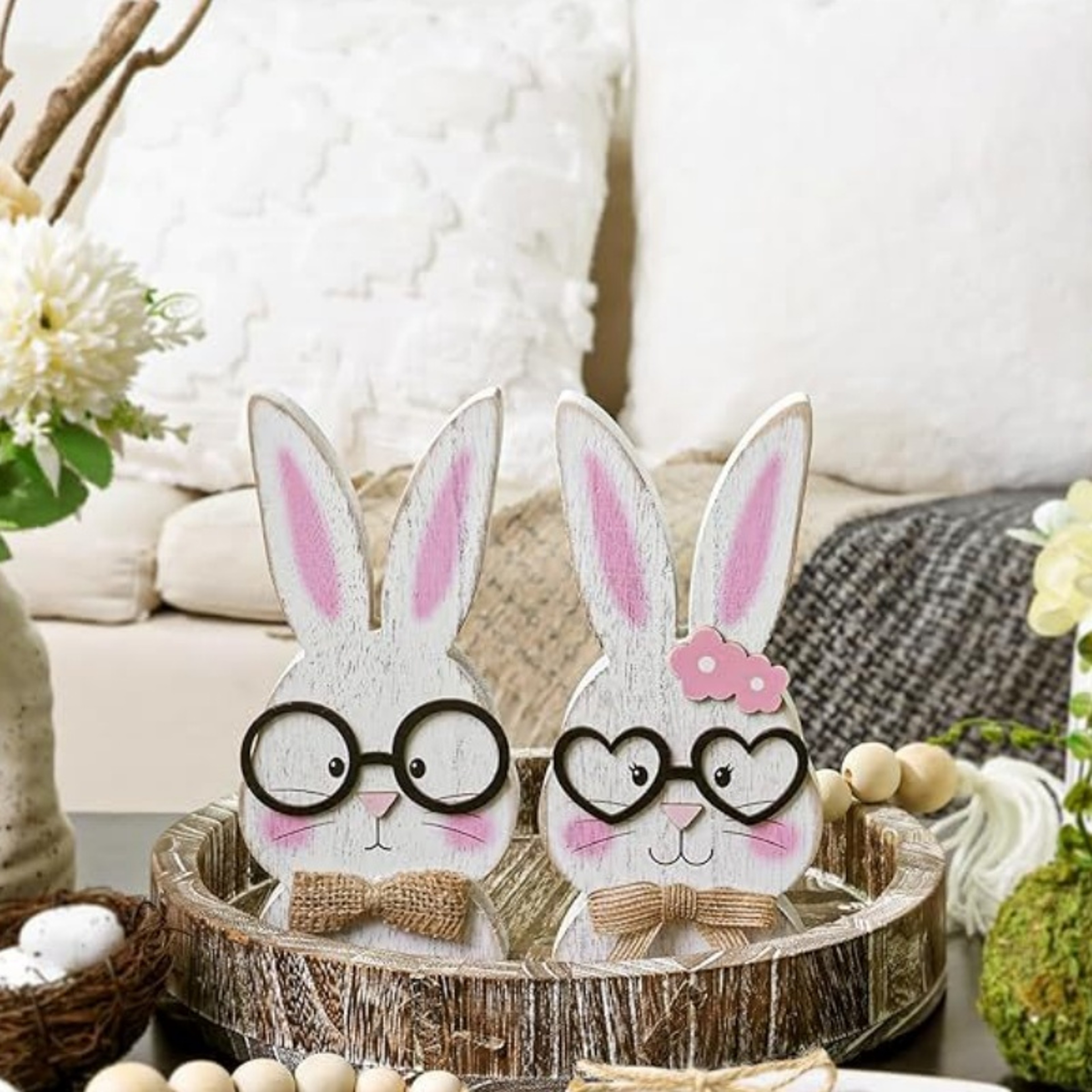 Nordic Style Home Decor, Rabbit-Shaped Ornaments, Glasses-Wearing Couple, Holiday Gift Items – view 3