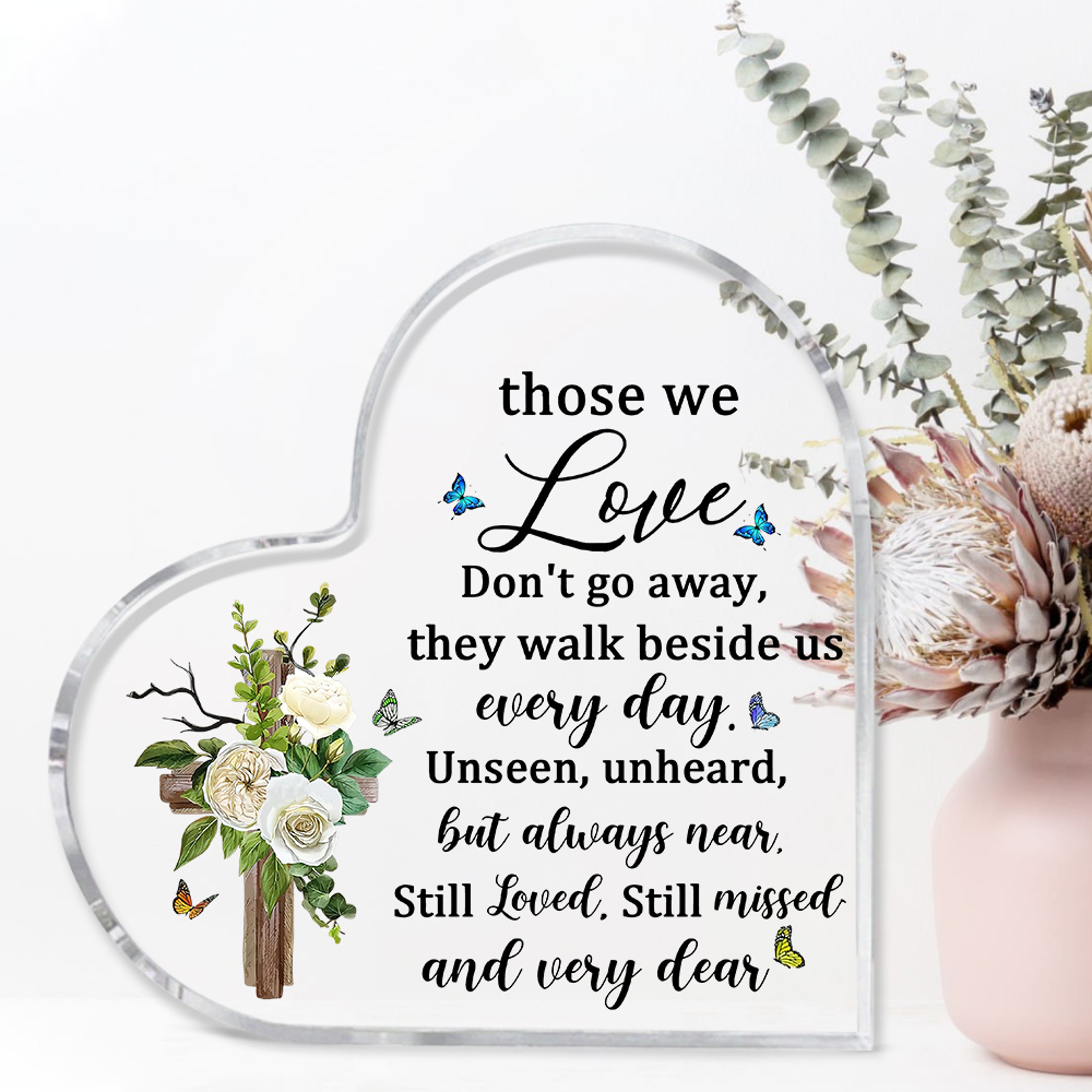 Heart Sympathy Bereavement Gift, Acrylic Memorial Gift, Loss of Loved One Remembrance Table Decor for Mom – view 4