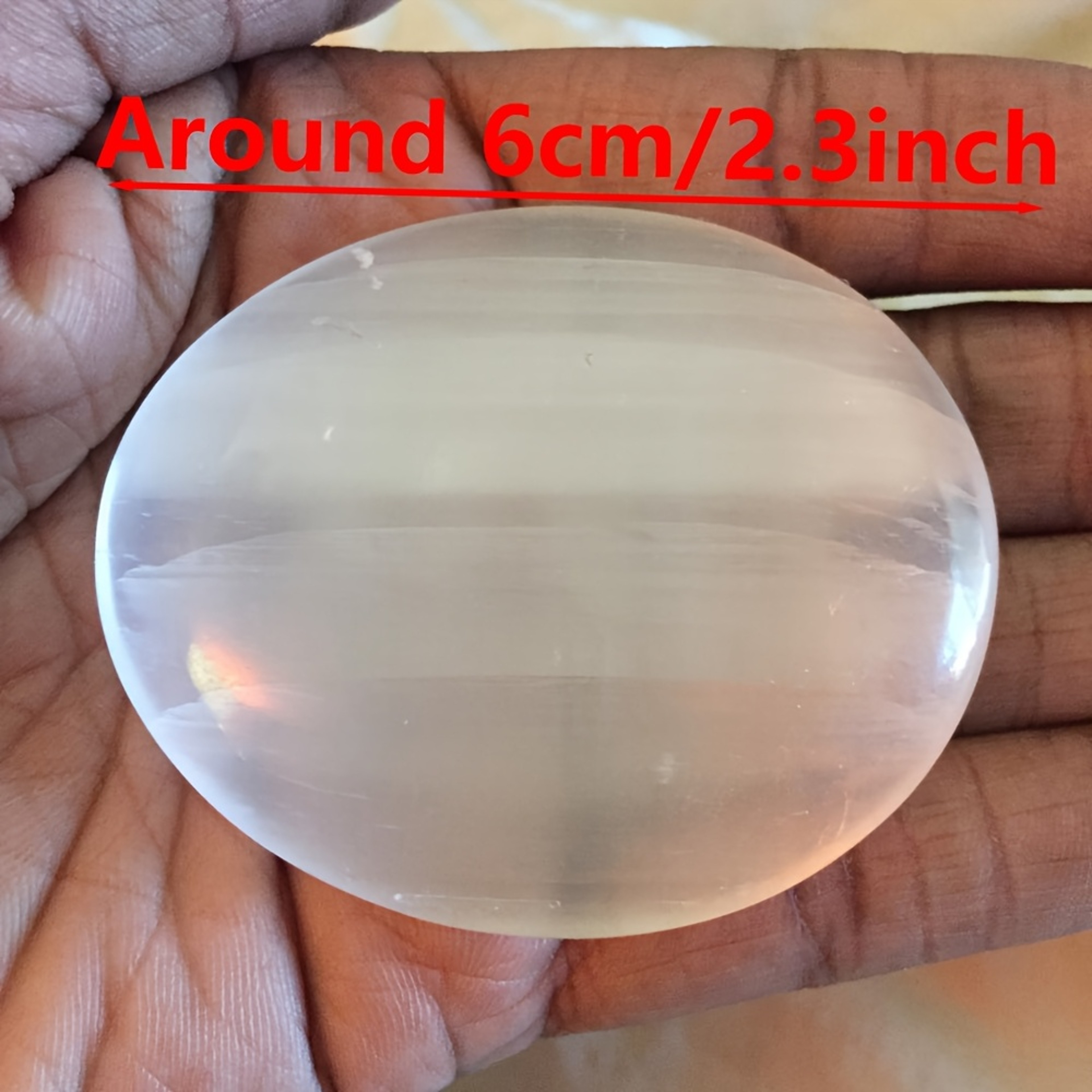 Oval Shape Polished Selenite Palm Crystal Stone, Natural Mineral Design for Meditation & Holiday Home Decor Gift – view 3