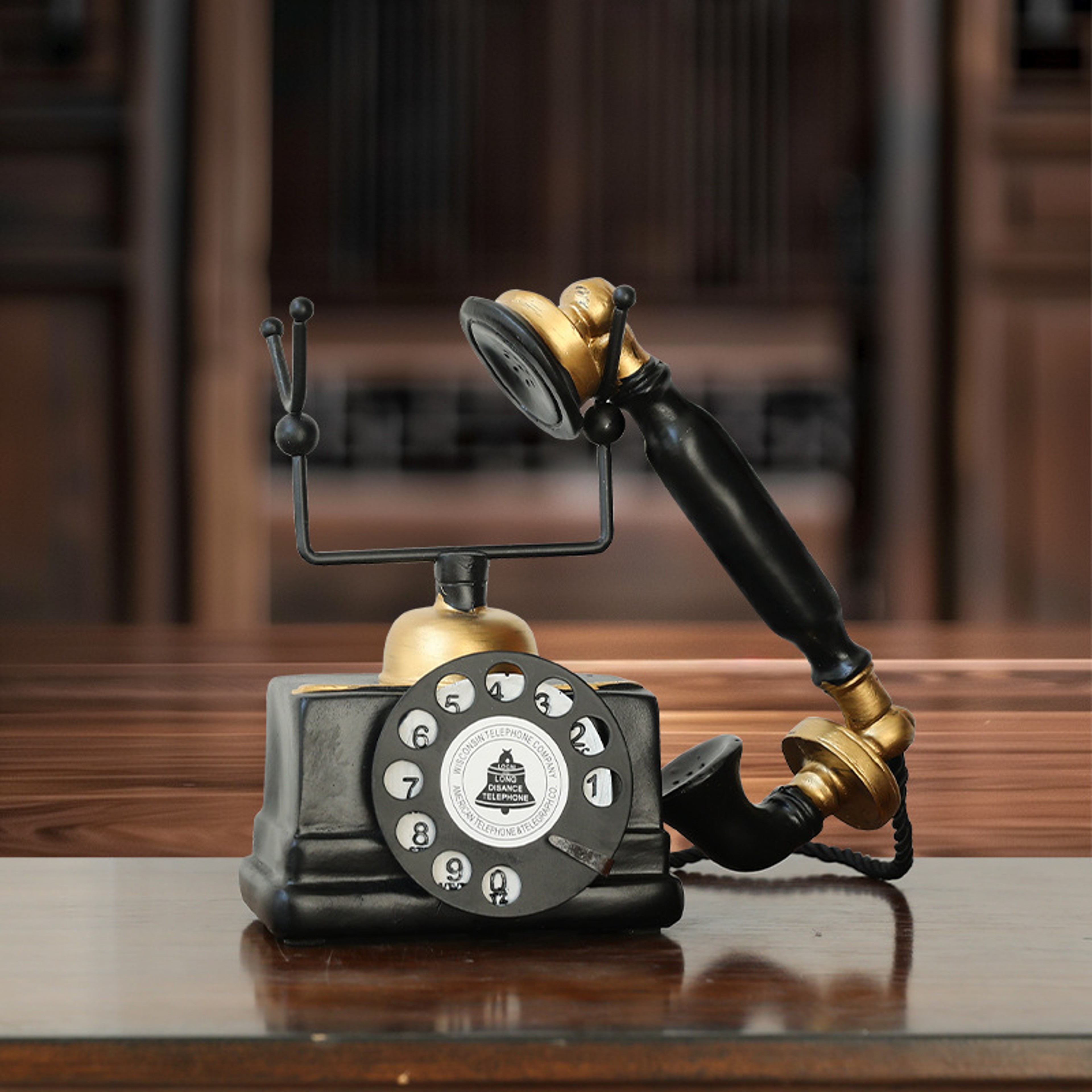 Retro Telephone Ornament, Aged and Weathered Home Decor, Vintage Craft Item for Living Room – view 4