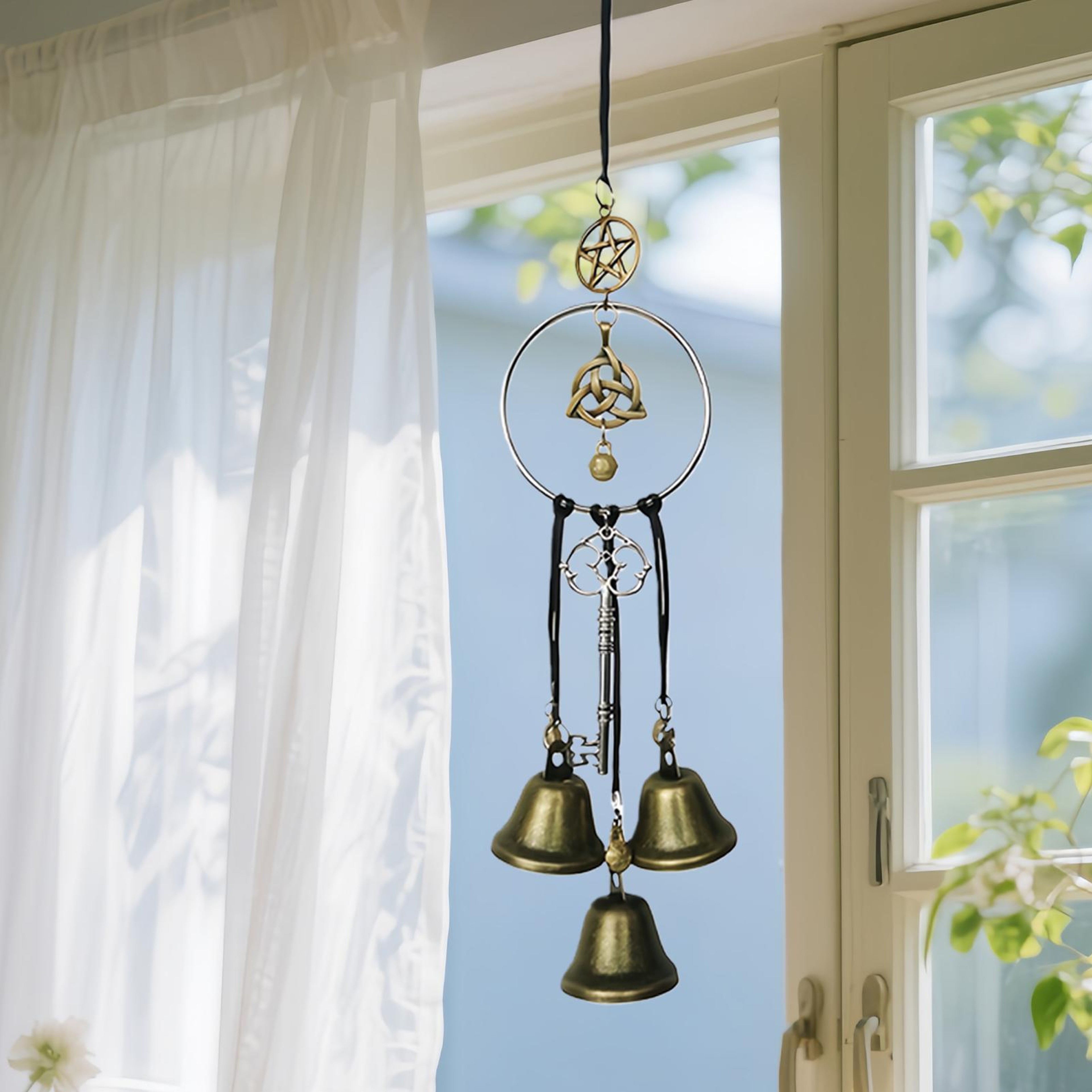Witch Bells for Door, Vintage Wind Chimes Ornament for Balcony, Garden for Halloween Christmas – view 1