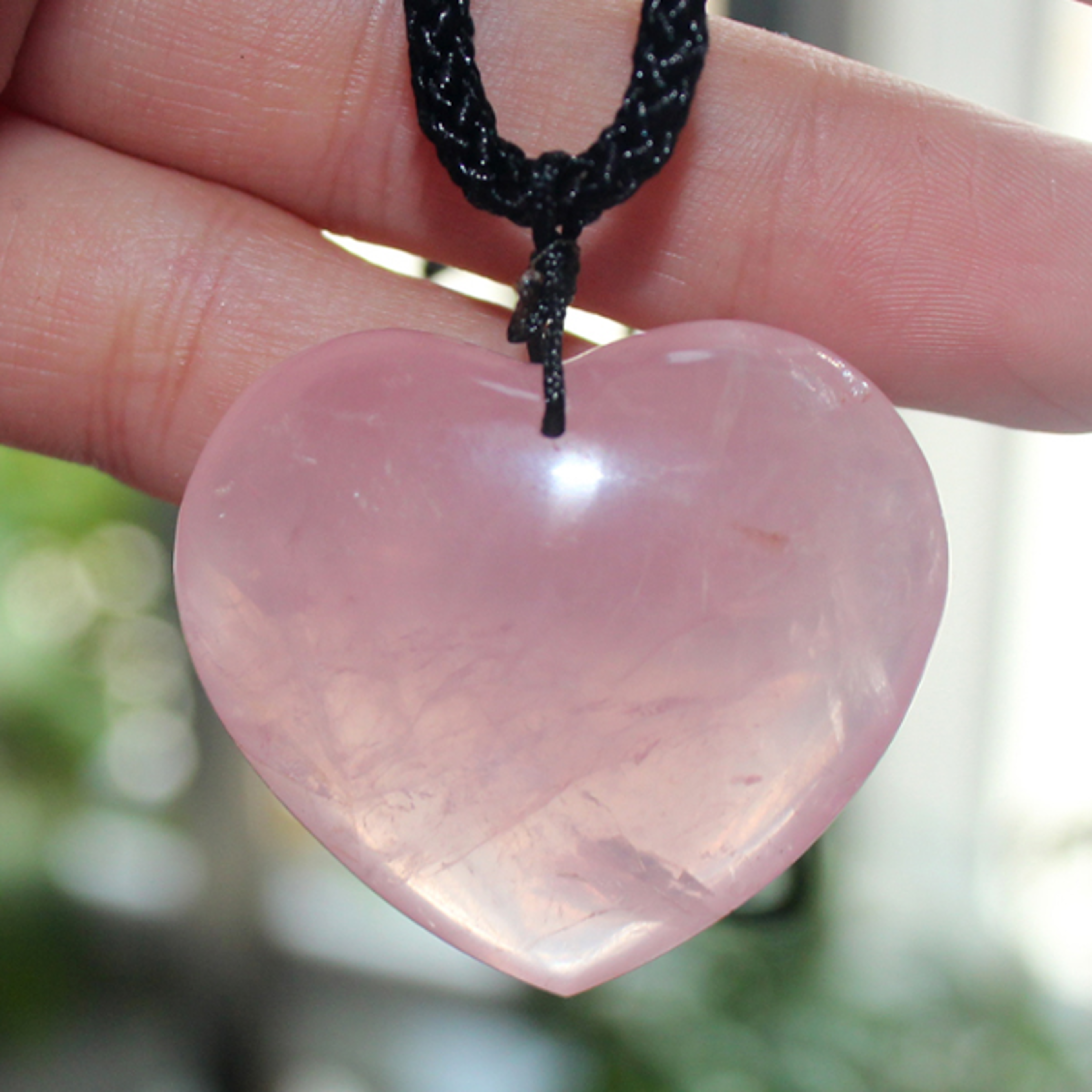 Love Heart Shape Natural Healing Stone Rose Quartz Pink Crystal Pendant Powder crystal Necklace jewe