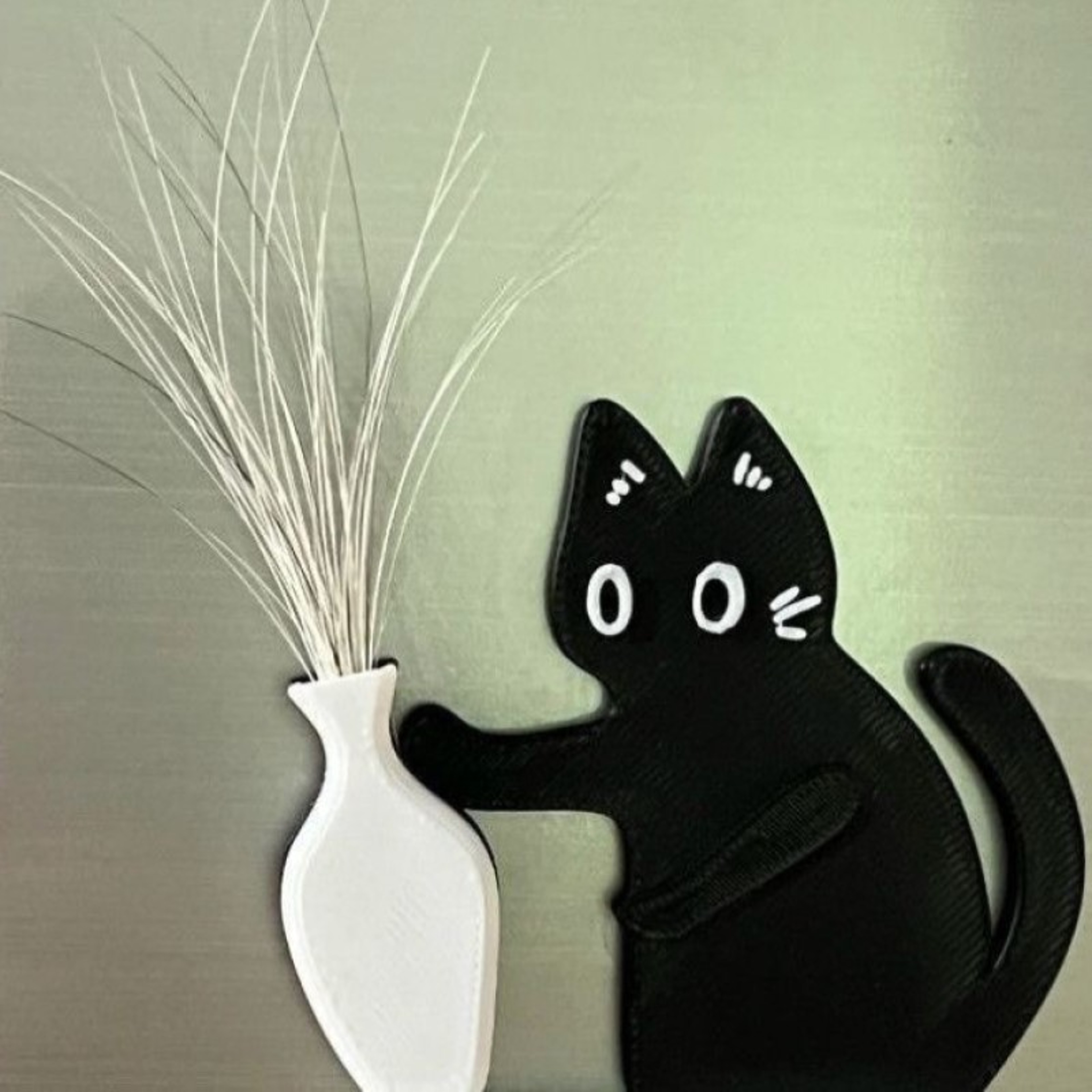 Fridge Magnet Black Cat Pushing Vase, Cat Whisker Memorial Box, Home Office Decor for Gift – view 5