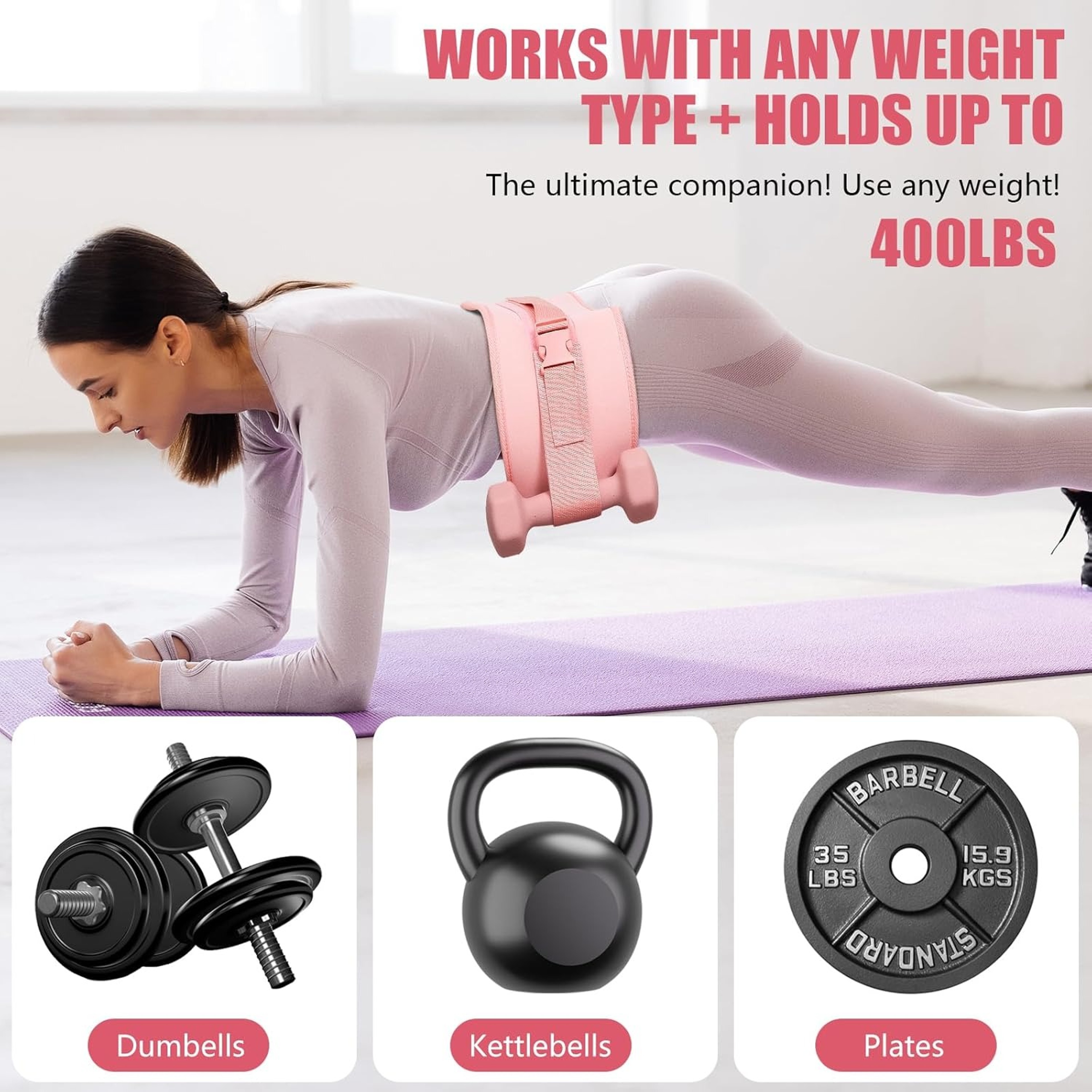 Dumbbell Hip Thrust Belt, Comfortable for Kettlebells, Plates, Exercise Thrust Belt, Thicken & Widen – view 5