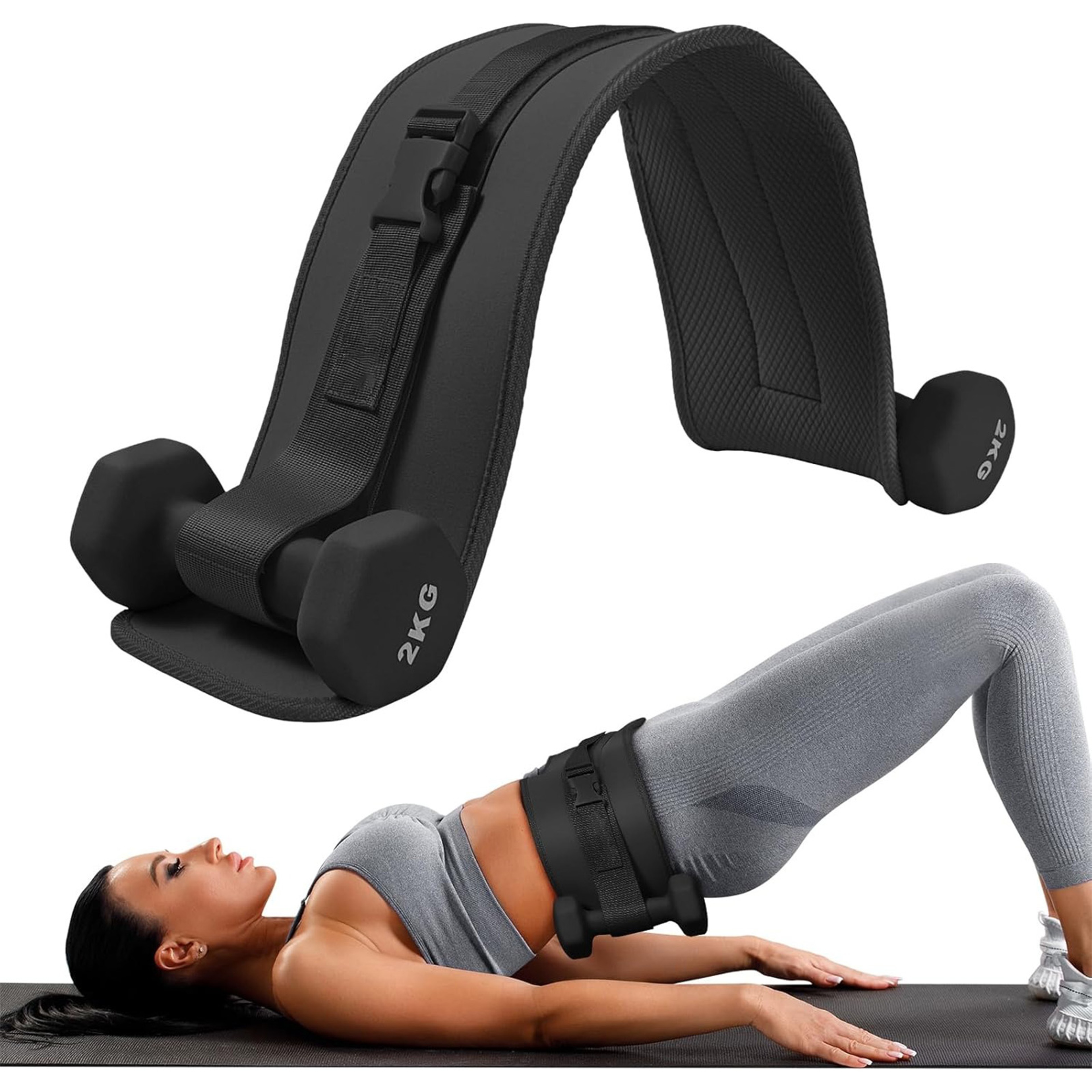 Dumbbell Hip Thrust Belt, Comfortable for Kettlebells, Plates, Exercise Thrust Belt, Thicken & Widen – view 7