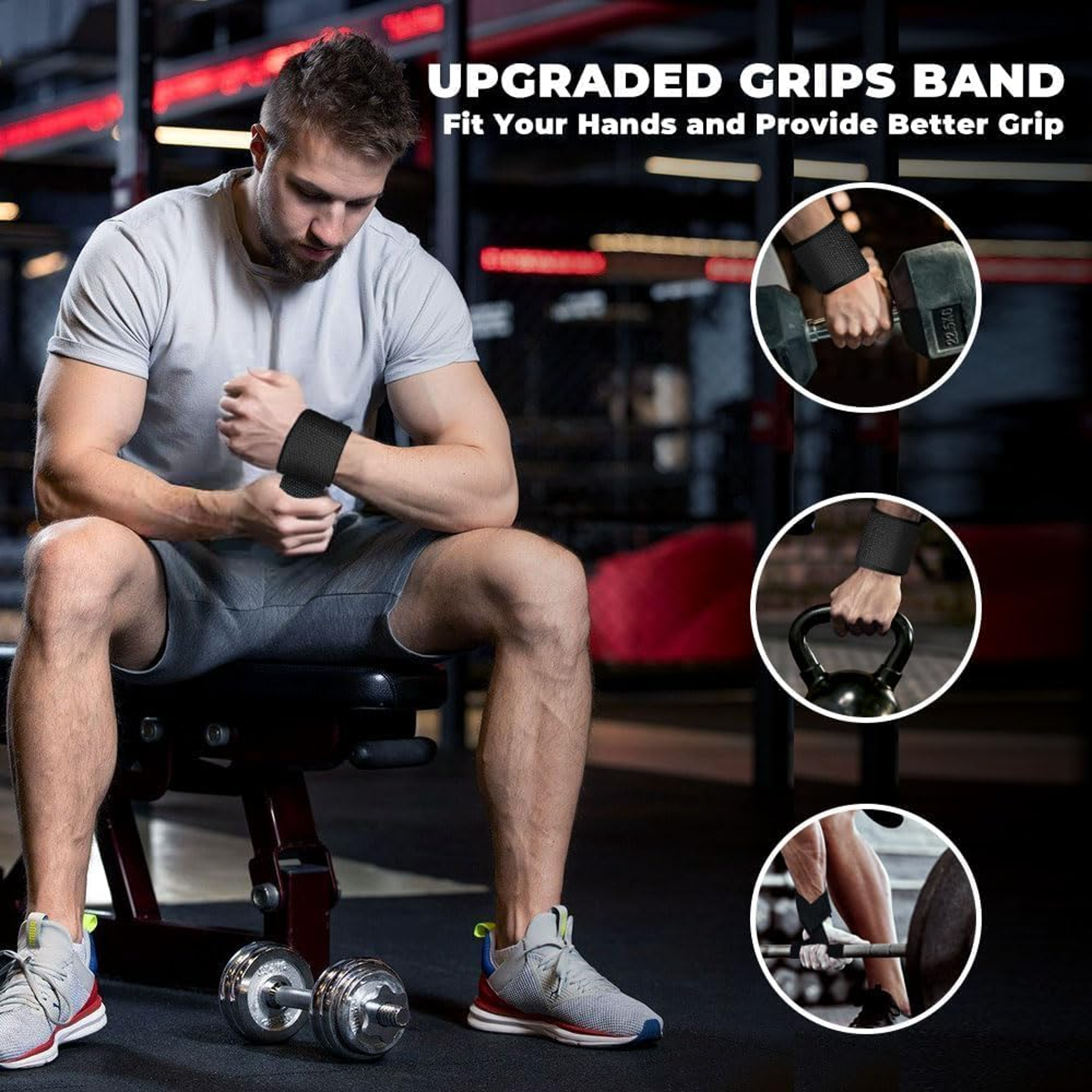 Adjustable Non-slip Gym Fitness Lifting Strap, Weightlifting Wrist Straps, Sports Grip Band for Strength Training – view 2