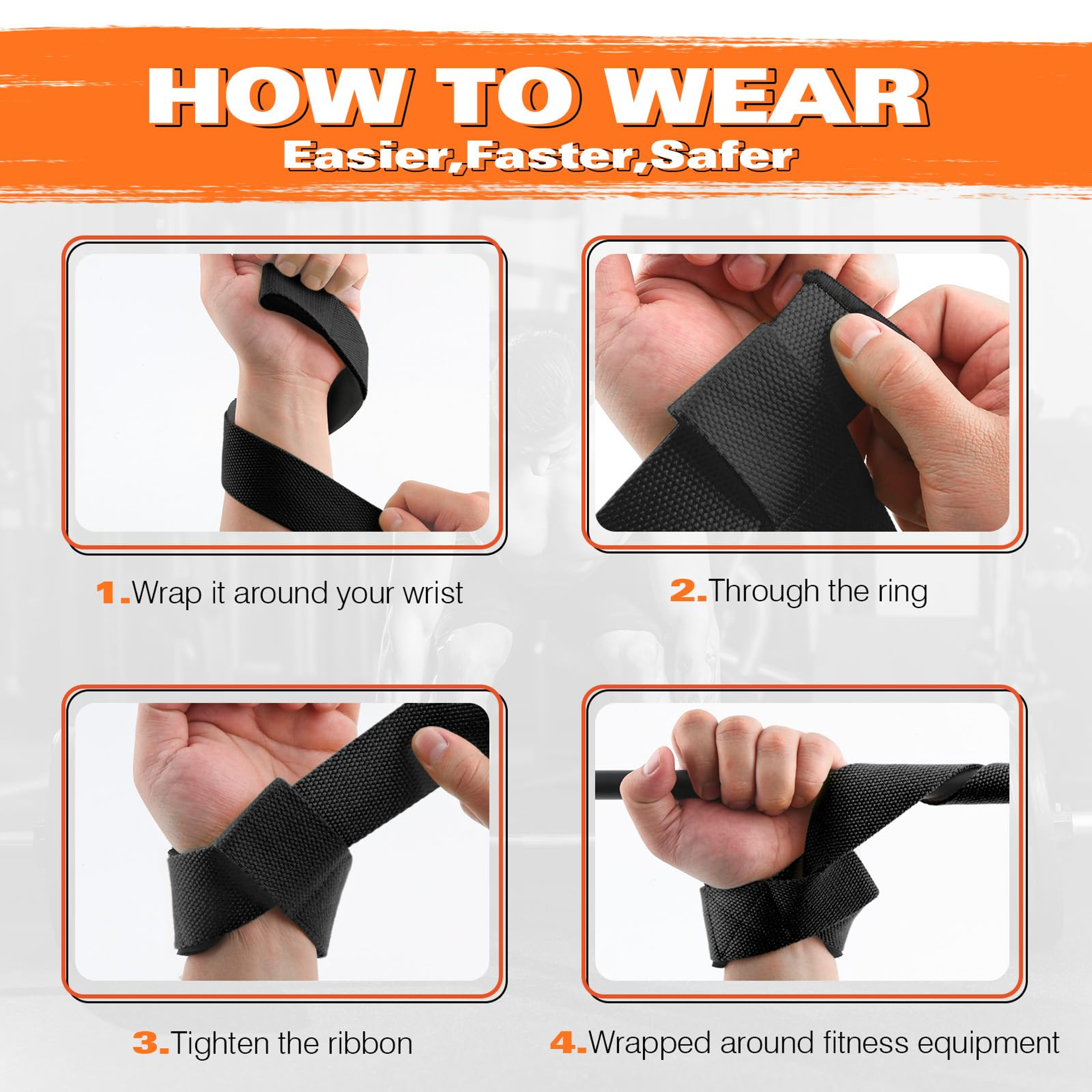 Adjustable Non-slip Gym Fitness Lifting Strap, Weightlifting Wrist Straps, Sports Grip Band for Strength Training – view 5