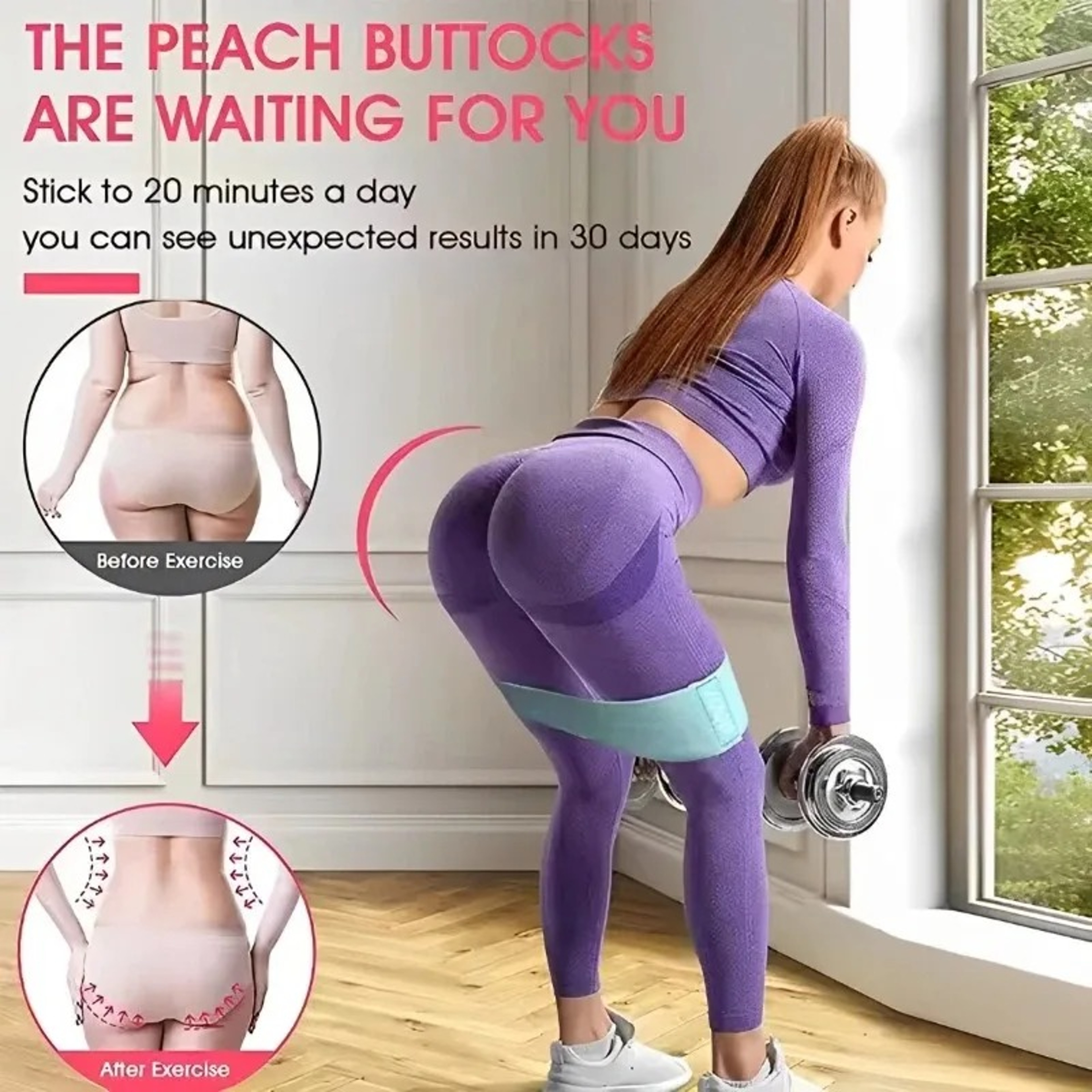 Elastic Resistance Booty Bands for Glute & Thigh Strength, Fitness Strips, Stretch Loops for Squats, Yoga, Gym Equipment – view 2