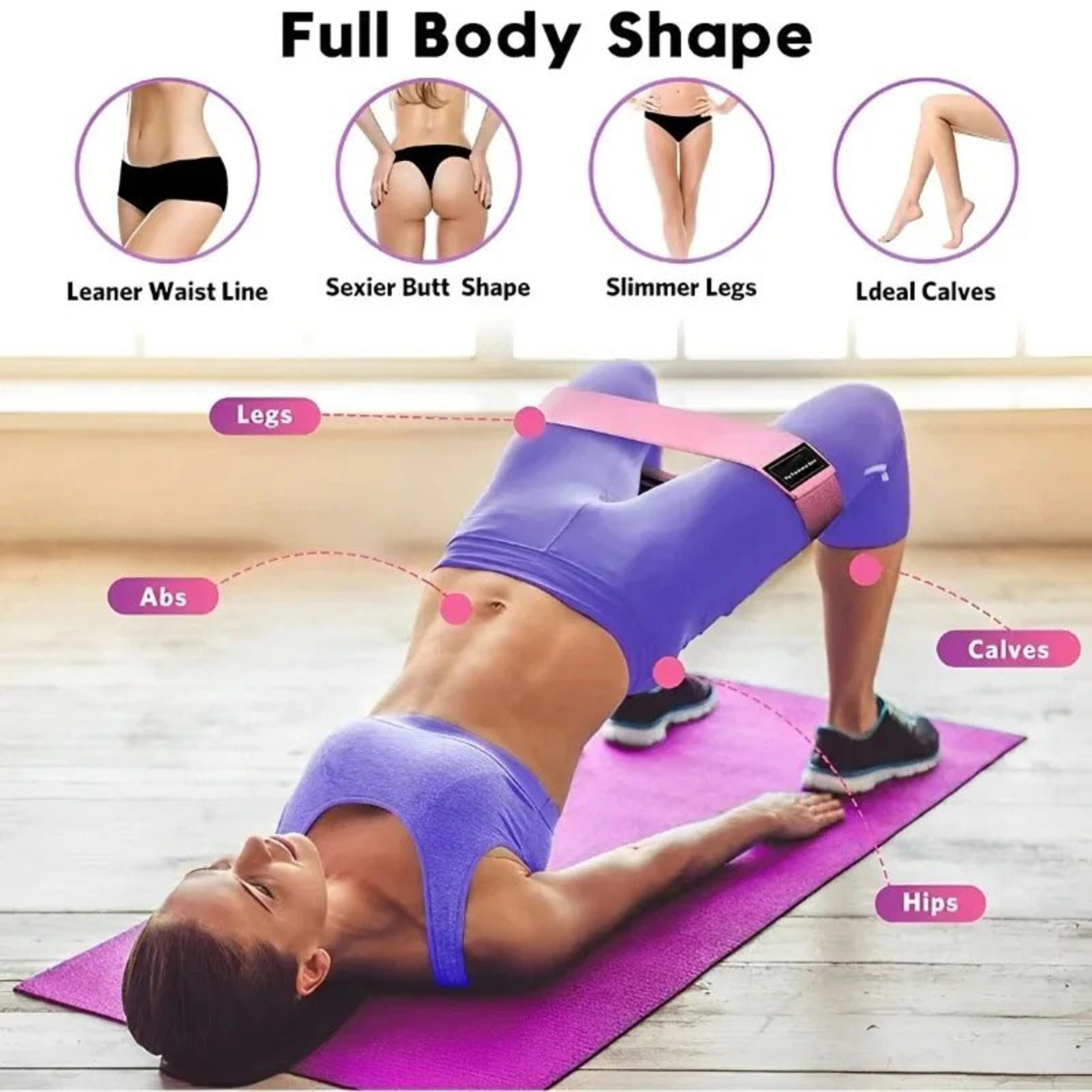 Elastic Resistance Booty Bands for Glute & Thigh Strength, Fitness Strips, Stretch Loops for Squats, Yoga, Gym Equipment – view 3