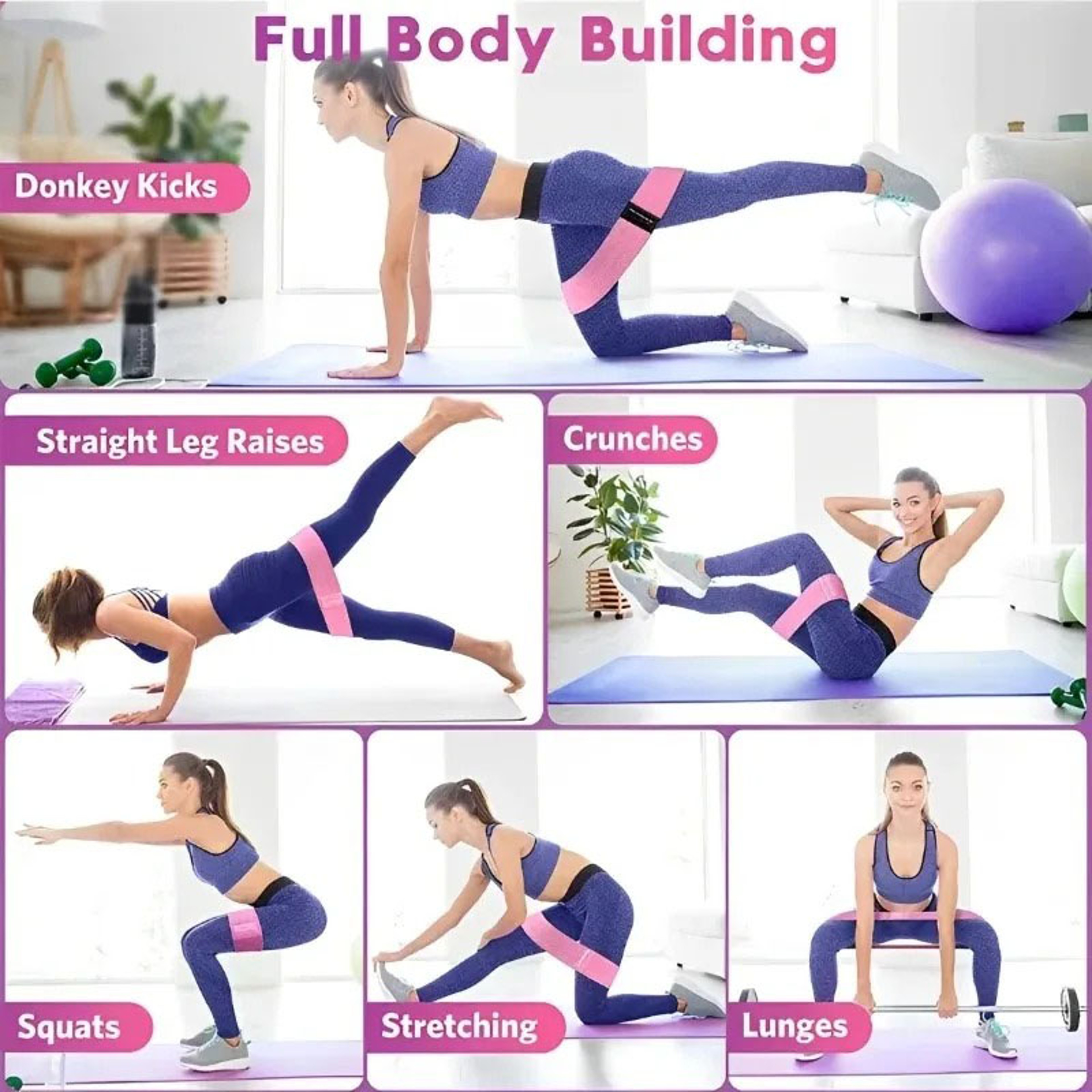Elastic Resistance Booty Bands for Glute & Thigh Strength, Fitness Strips, Stretch Loops for Squats, Yoga, Gym Equipment – view 4