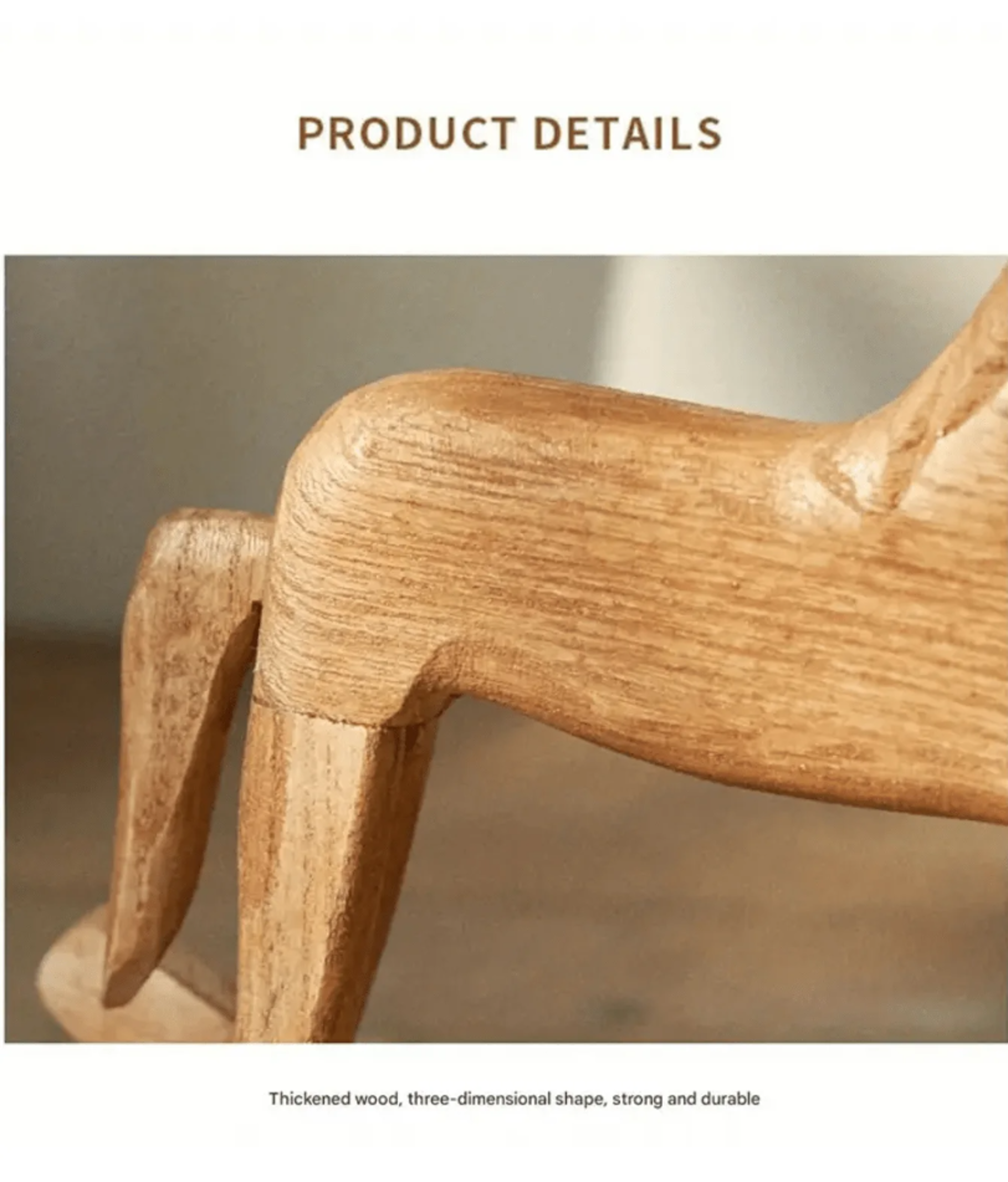 Heirloom Wooden Rocking Horse HandCarved Montessori Nursery Decor with Organic Cotton Bow FSC Oak Toy Non-Toxic Baby Shower Gift – view 4