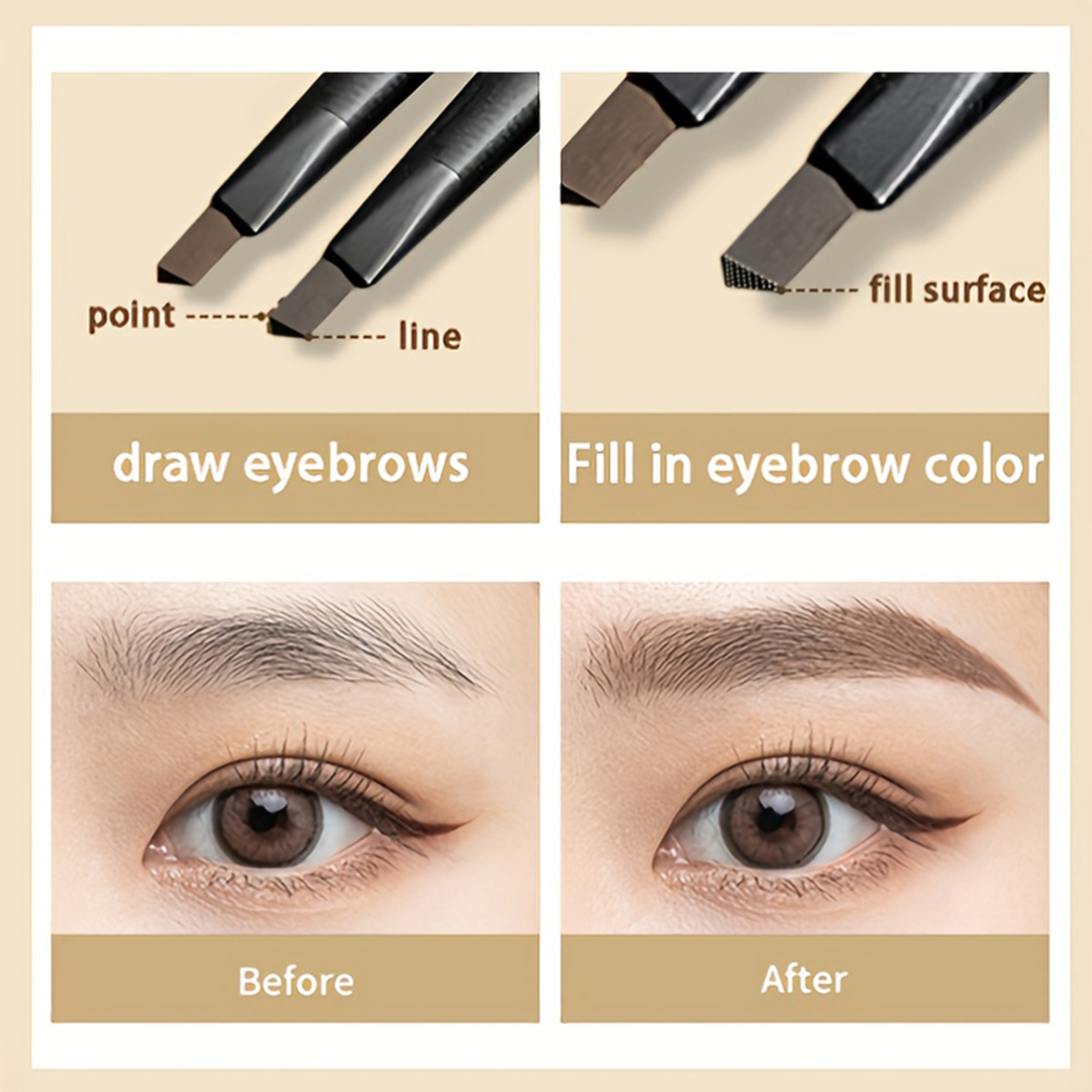 Waterproof Eyebrow Pen, Non-Smudged Lasting Brown Matte Makeup, Double Head Eyebrow Tint Pencil with Brush – view 5