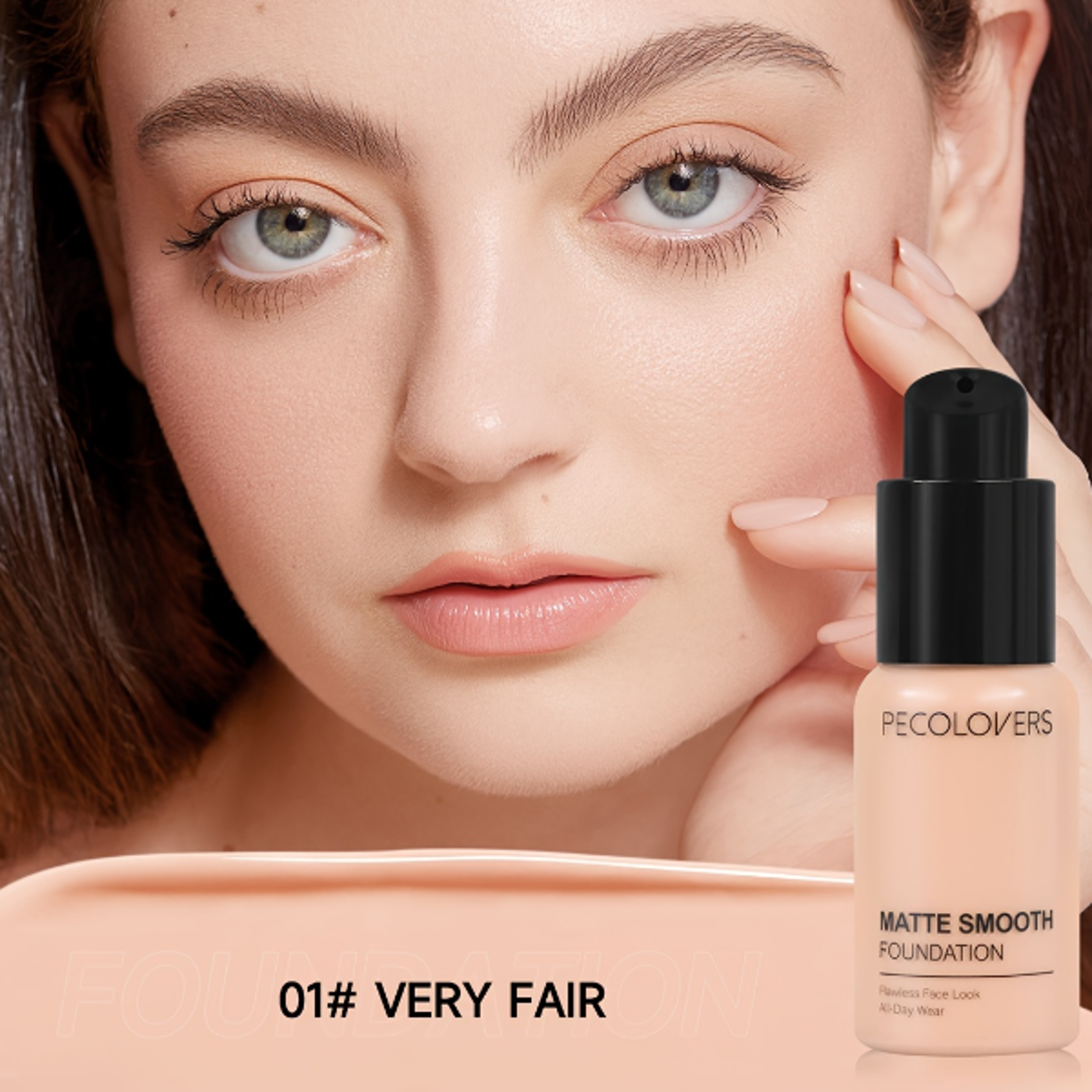PECOLOVERS Matte Finish Liquid Foundation  OilControl Waterproof Full Coverage Concealer for All